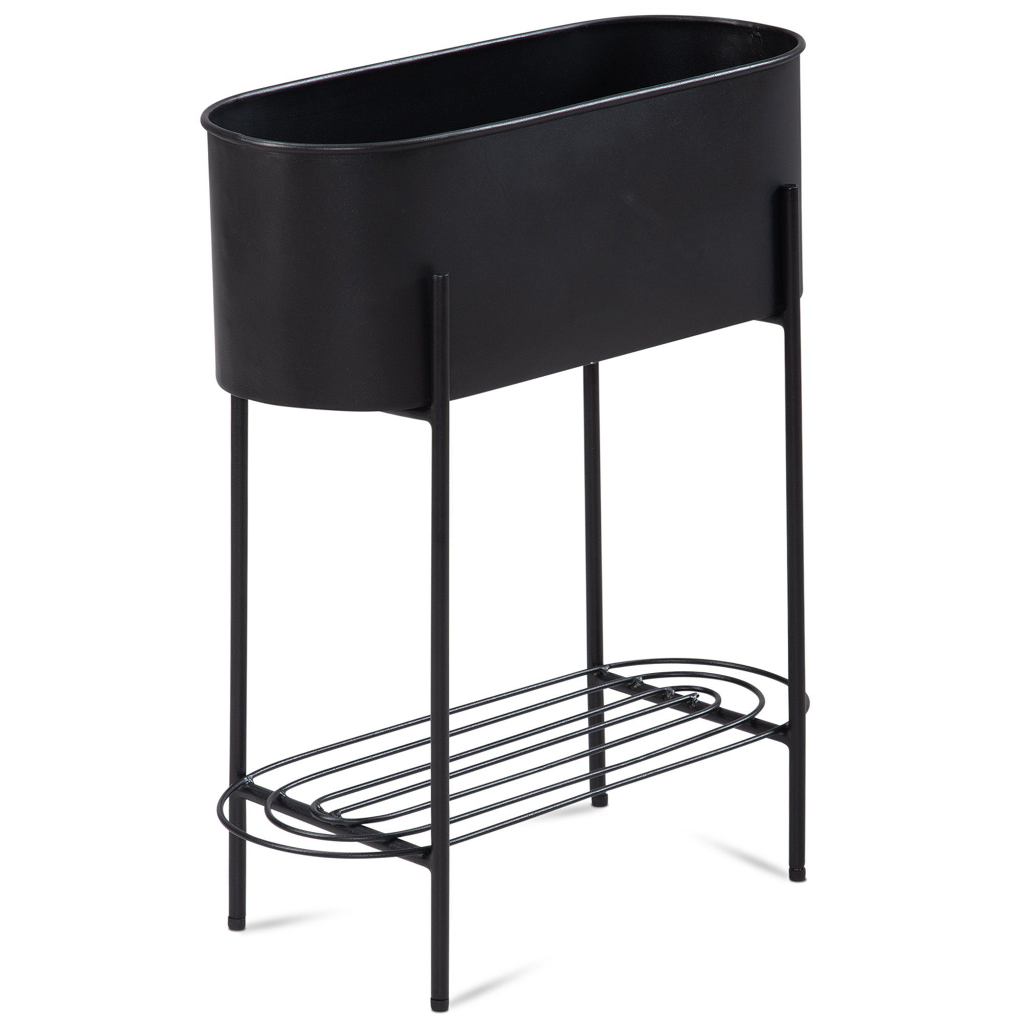 Wohnling Pflanzenkübel Schwarz cm, (Blumentopf Pflanzkübel Blumenkübel Metall 51x65x22 Indoor, Pflanzgefäß Rechteckig),