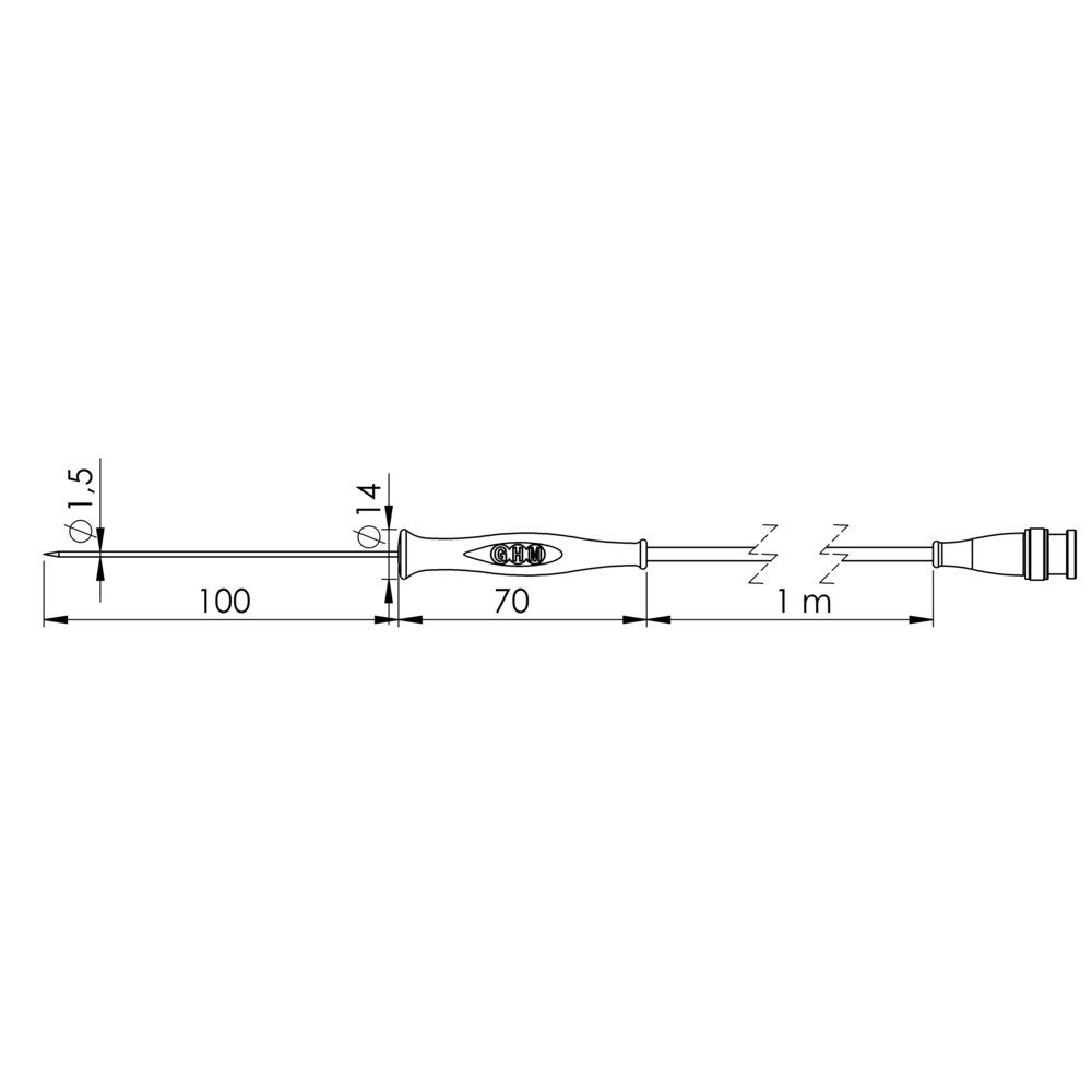 Greisinger Thermodetektor Greisinger GF 1T-E1.5 Fühler-Typ bis Einstechfühler Pt100 °C 250 -70