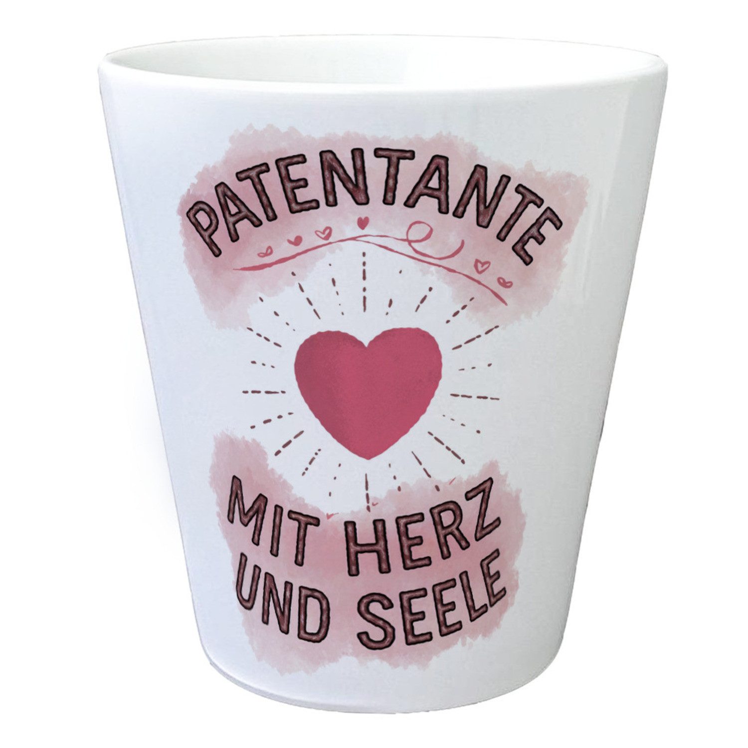 Blumentopf Patentante mit Herz Blumentopf Herz und Seele