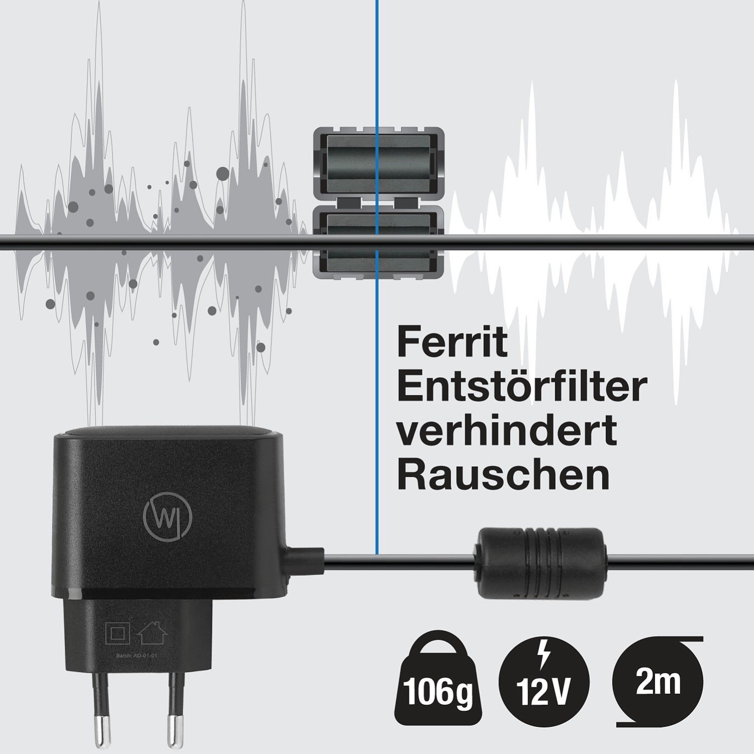 Wicked Chili Netzteil Ladegerät Makita DMR 116 112 110 109 (12V) Netzteil (200 cm / rauschfrei / mit Knick-Schutz / 100% geeignet für Radio)