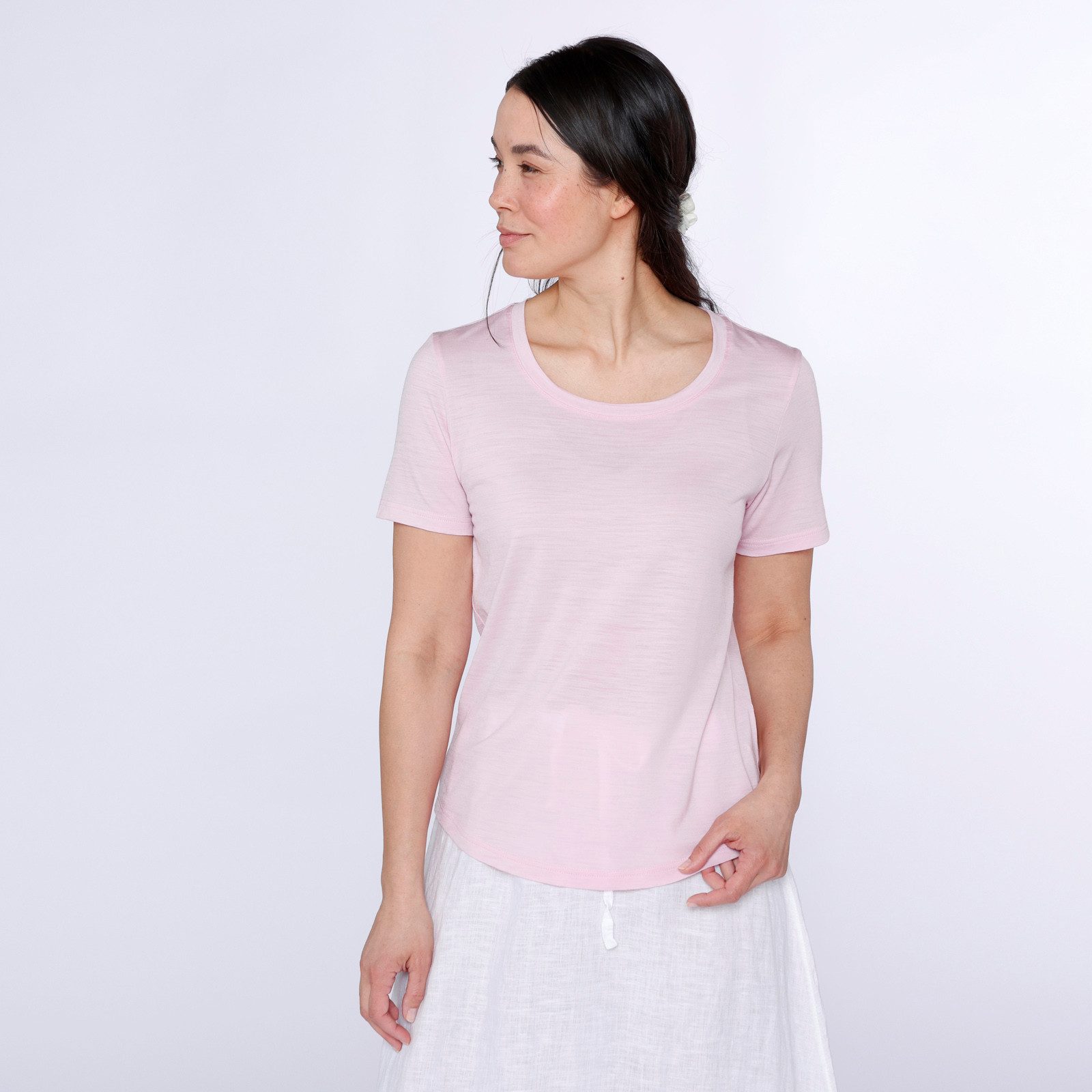 Rundhalsshirt URBAN Merino Shirt Damen Kurzarm Regular 150 weiter Ausschnittt