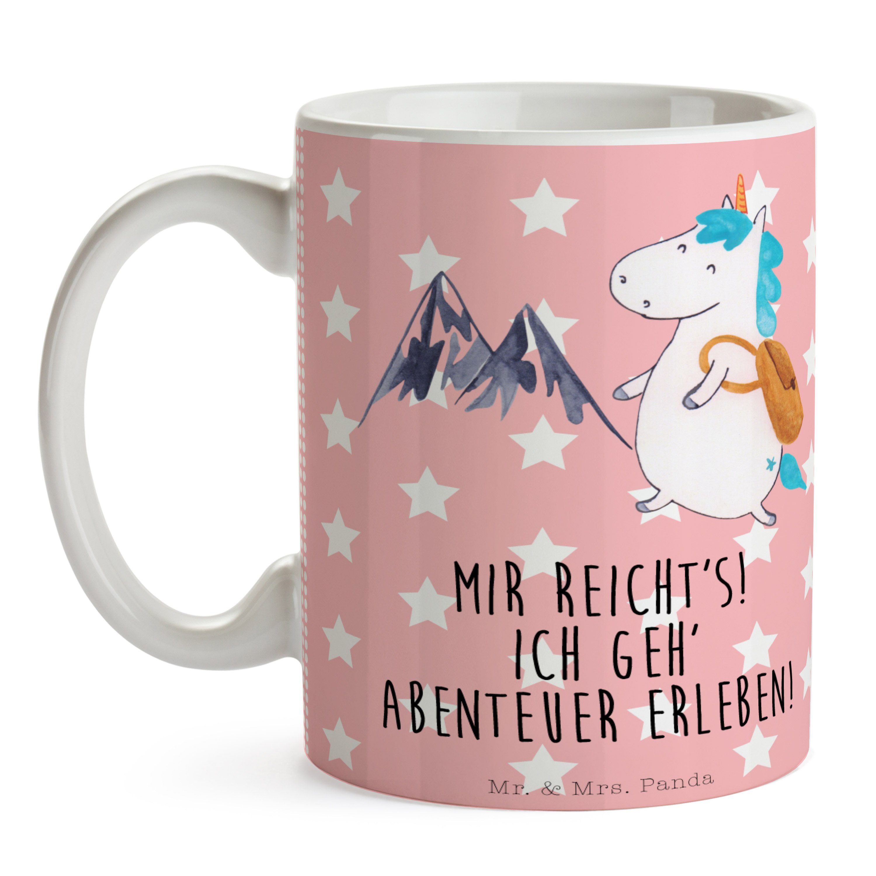 Panda Rot & Mr. Einhorn Mrs. Pastell - Bergsteiger Entdecker, Keramik Geschenk, Deko, Einhorn - Tasse