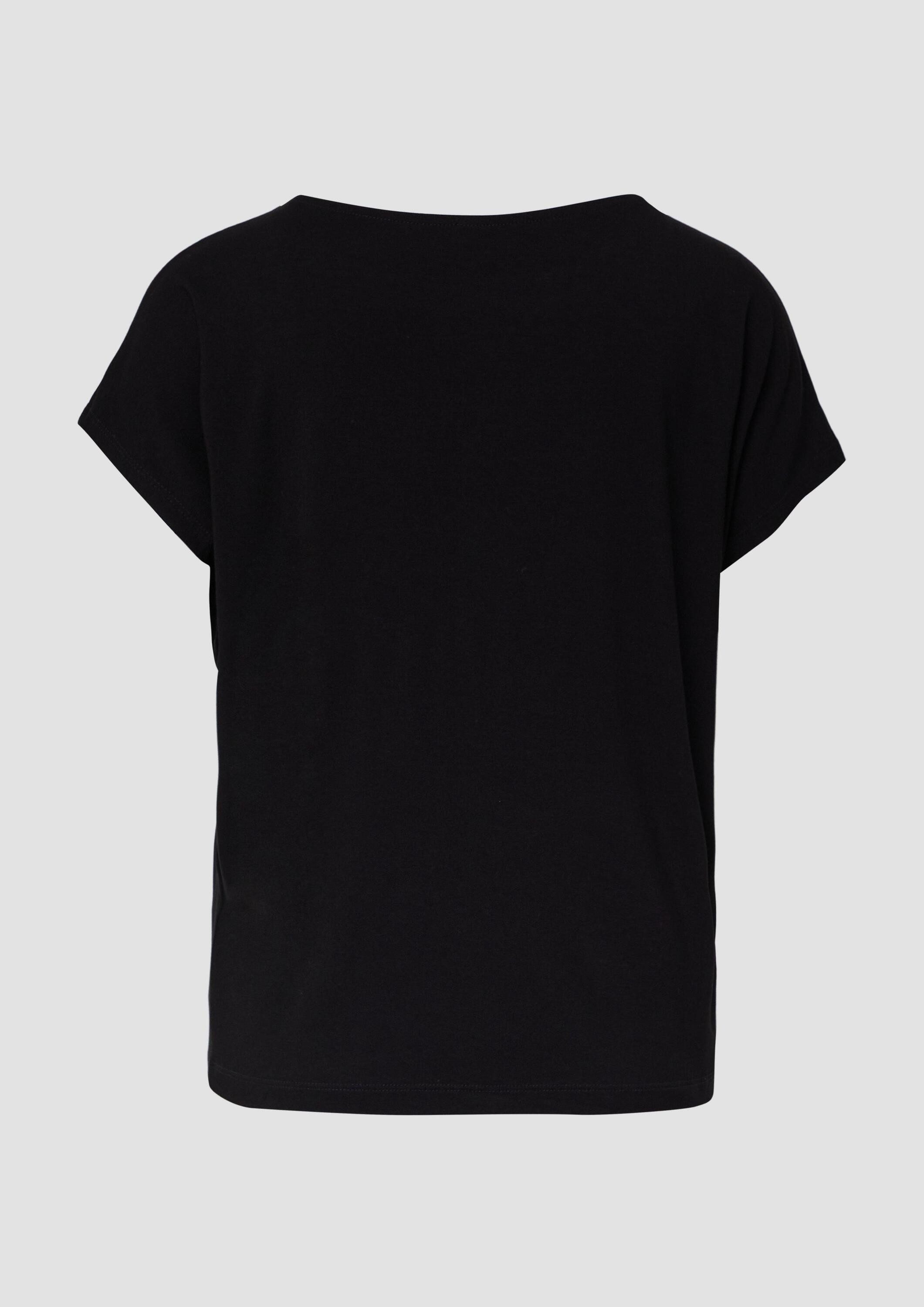 s.Oliver Kurzarmshirt T-Shirt Fließendes Jersey-Shirt mit überschnittenen Schultern