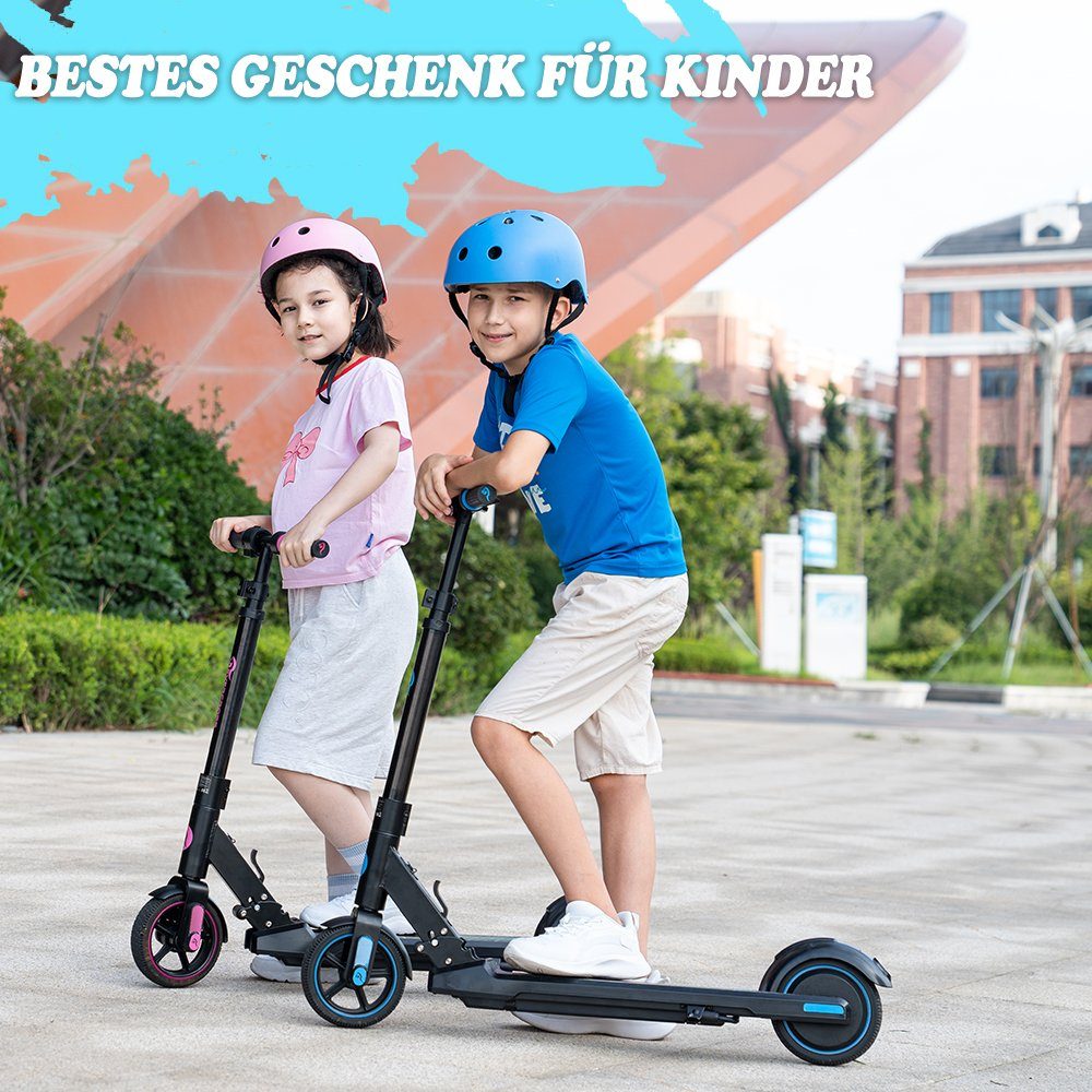 Miniscooter, 6-16 Schwarz-Pink Elektro Evercross Kinder Jahre,Max 15km/h, ab Elektroroller kickscooter,LED