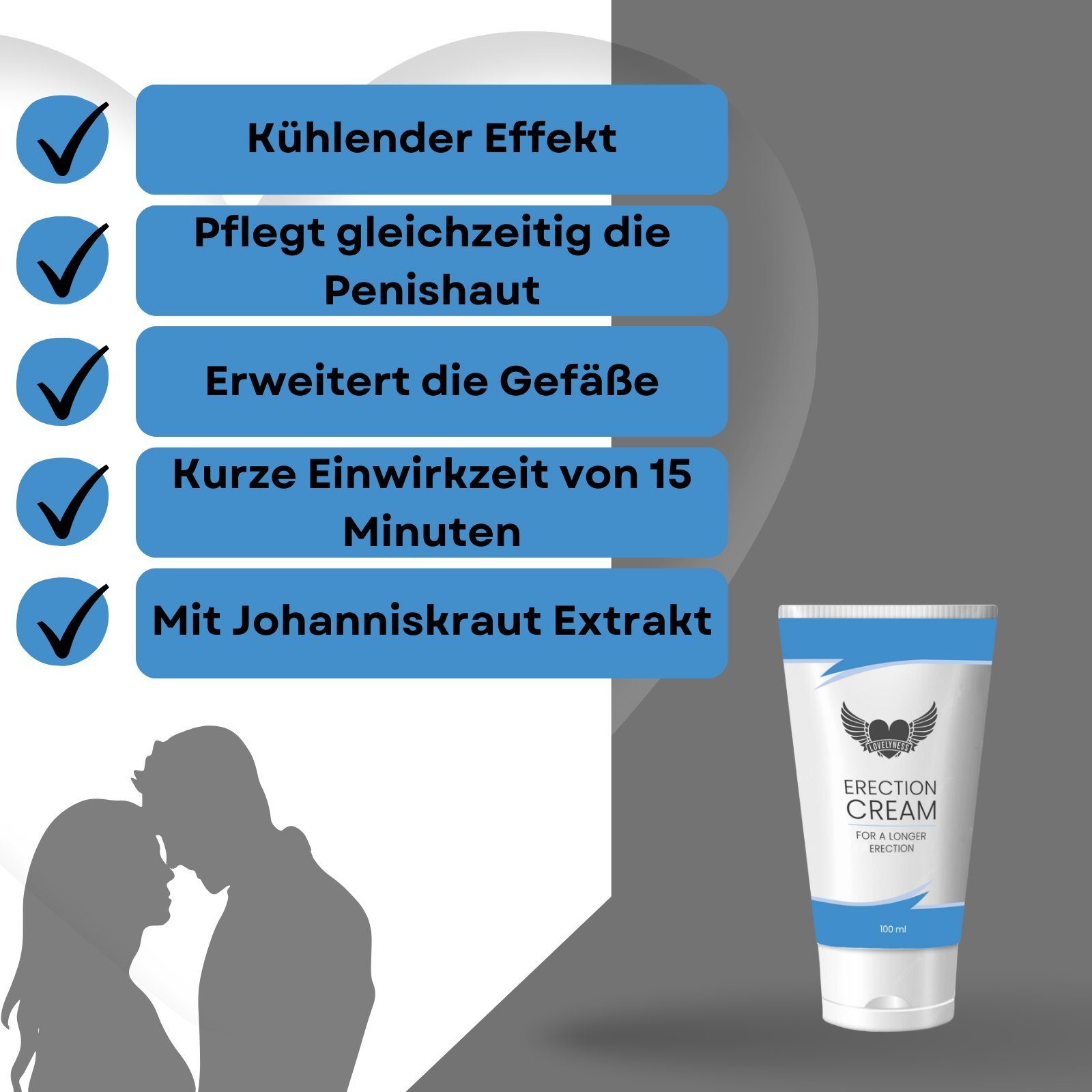 Lovelyness Gleitgel - Erektionscreme 100ml - Penis Pflegecreme