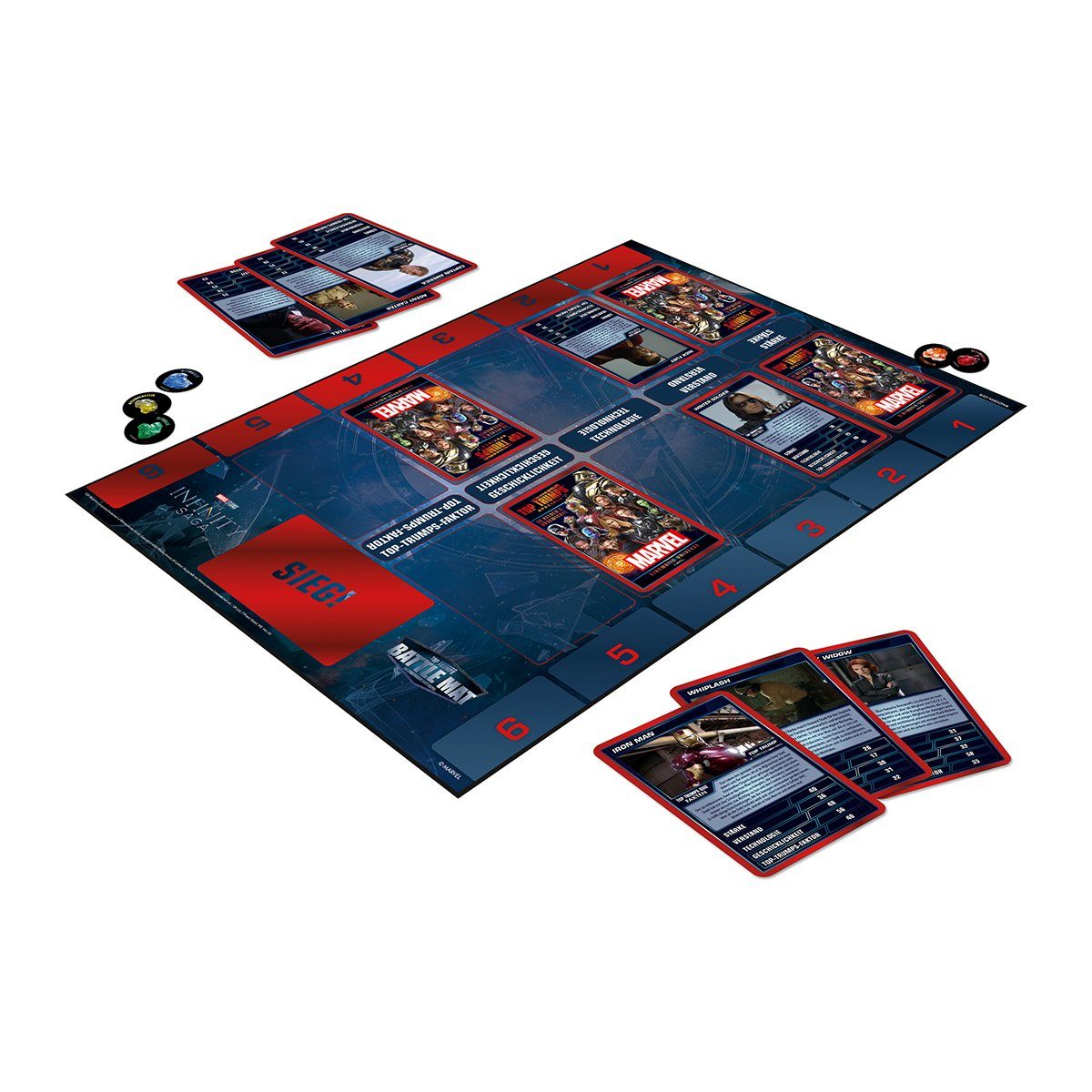 Marvel Spiel, inkl. Battle Trumps Kartenspiel - Top Mat Moves Winning