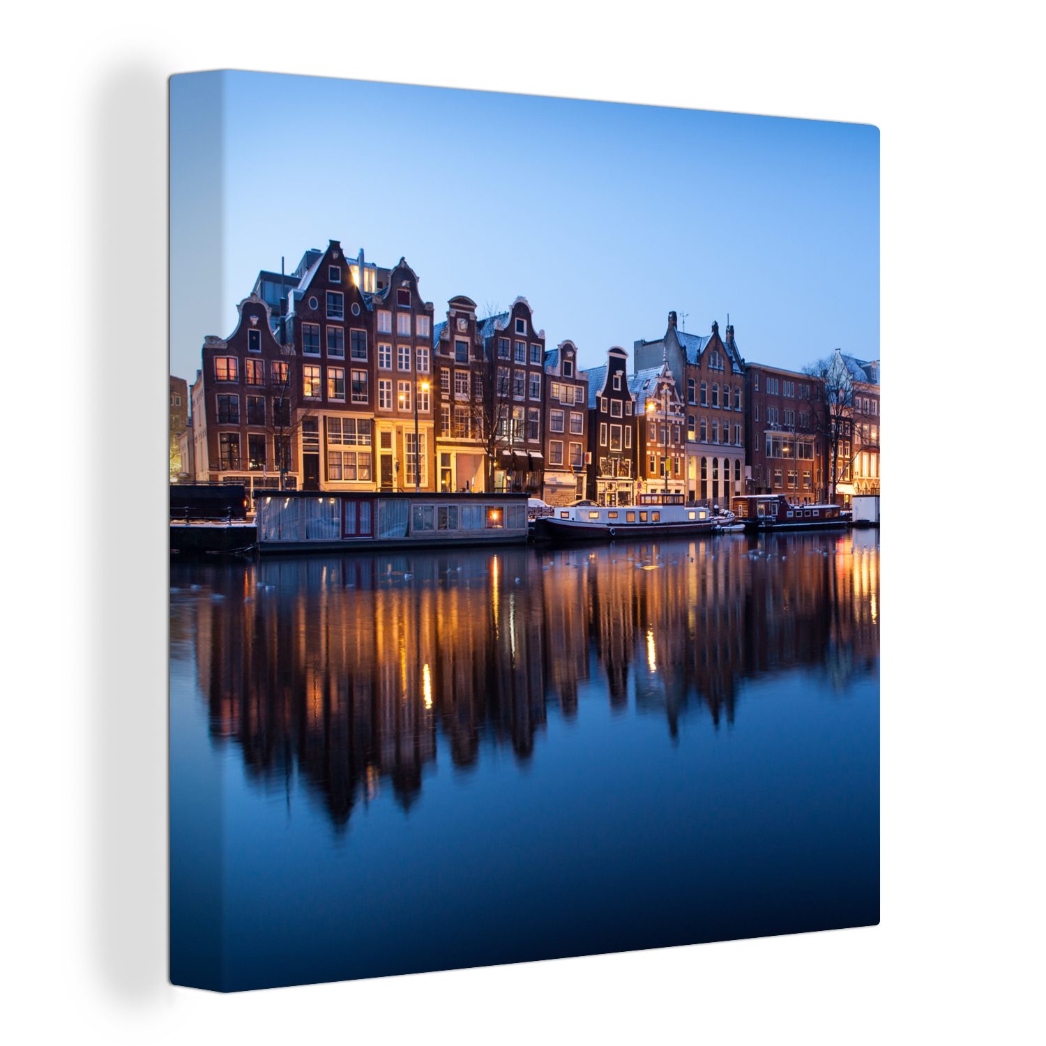 OneMillionCanvasses® Leinwandbild Amsterdam - Sonnenuntergang - Spiegelung, (1 St), Leinwand Bilder für Wohnzimmer Schlafzimmer