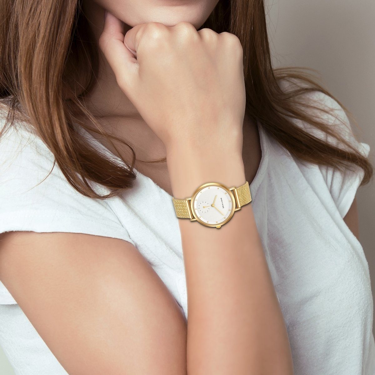 Damen Uhren Eastside Quarzuhr Pranera gelbgold, mit Edelstahl-Armband