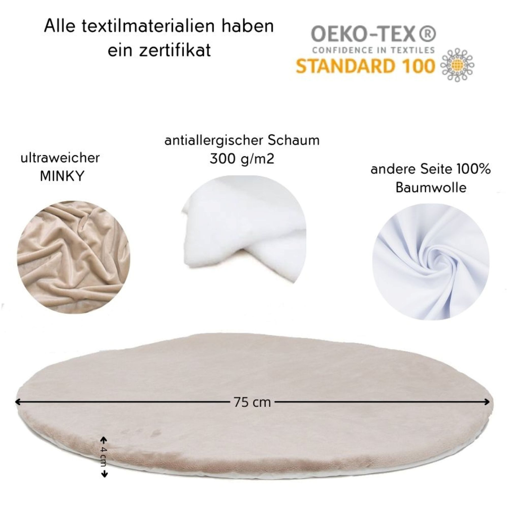 LuMali Baby Gym Holz Spielbogen klappbar 5 Spielzeuge Matte 41x58x49cm Naturholz, (5 sensorische Anhänger 2 Baumwollschnüre Montageset), Spieltrapez Neugeborene sensorisch Spielmatte 78cm wendbar ab Geburt