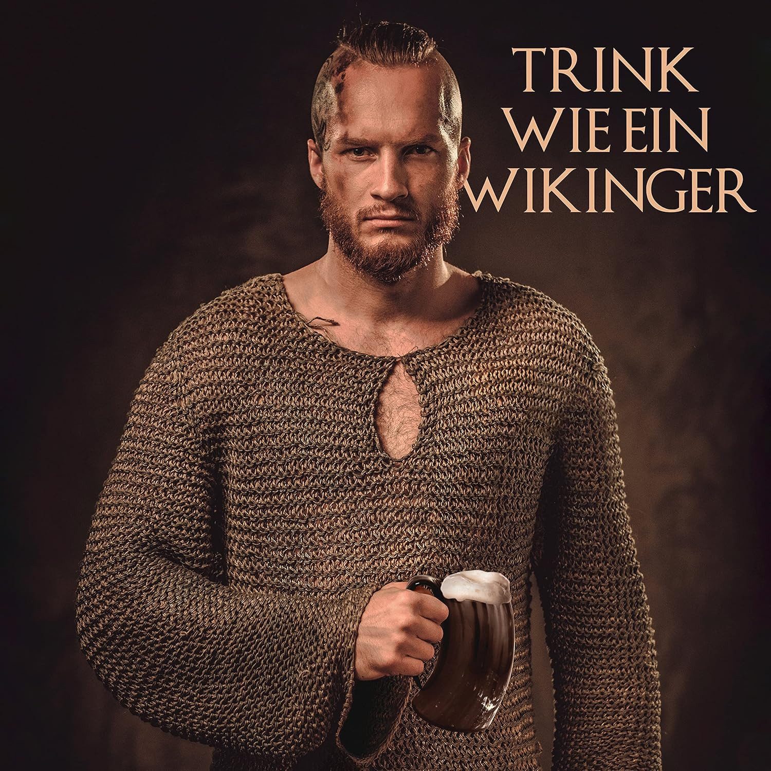 VIKING CRAFT Bierkrug Trinkhorn Wikinger Krug 600ml - Großer Horn Krug und 2 Wikinger Becher, Wikinger Deko, Mittelalter Bierkrug, LARP