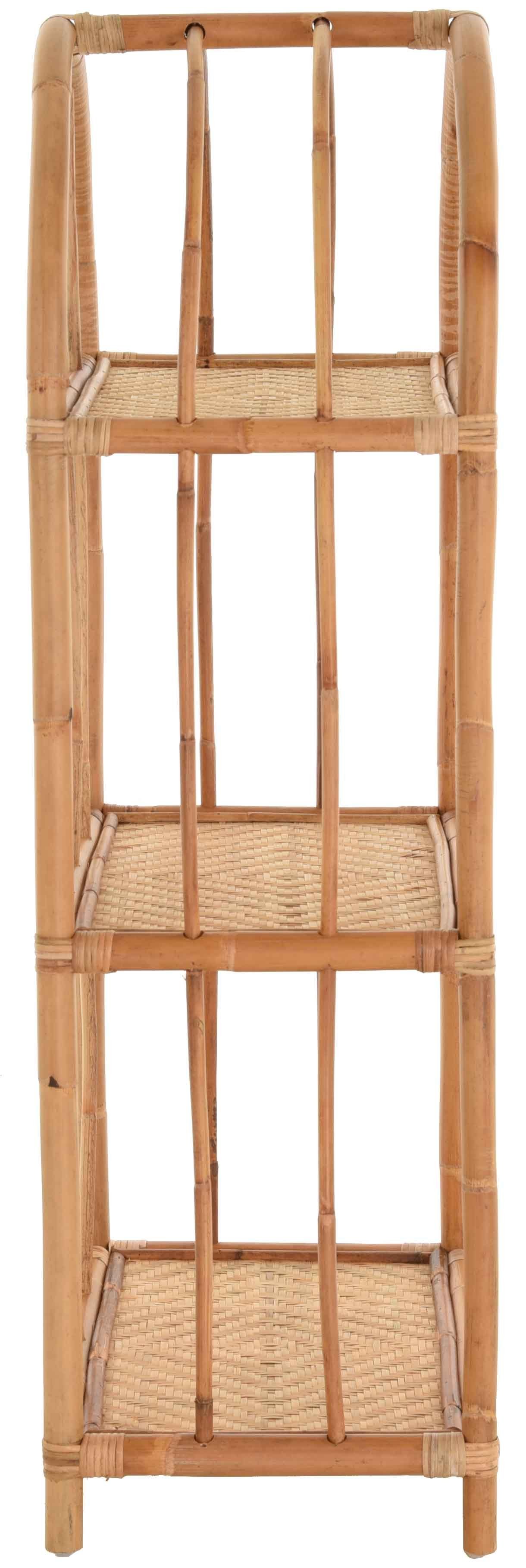 Krines Home Badregal Badregal mit DREI Ablagen, Rundbogen Regal/Standregal aus Natur Rattan, Küchenregal, Schöne Geflechtmatte auf den Ablagen