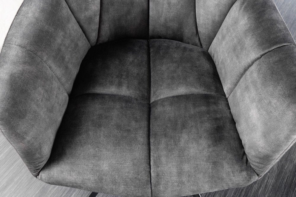 drehbar PAPILLON 180° (Einzelartikel, · / Armlehne · 1 · Samt · St), Design Esszimmer Modern Polsterstuhl · schwarz grau riess-ambiente Metall