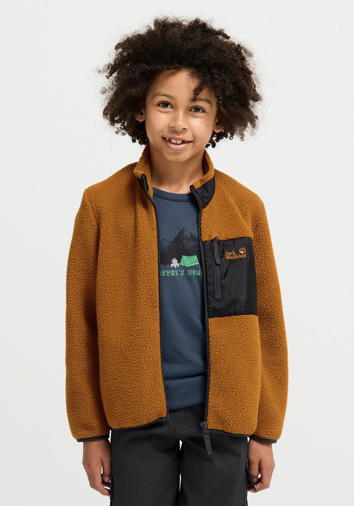 Jack Wolfskin Fleecejacke LITE CURL FZ K atmungsaktiv, Übergangsjacke, aufgesetzte Brusttasche mit Zipper
