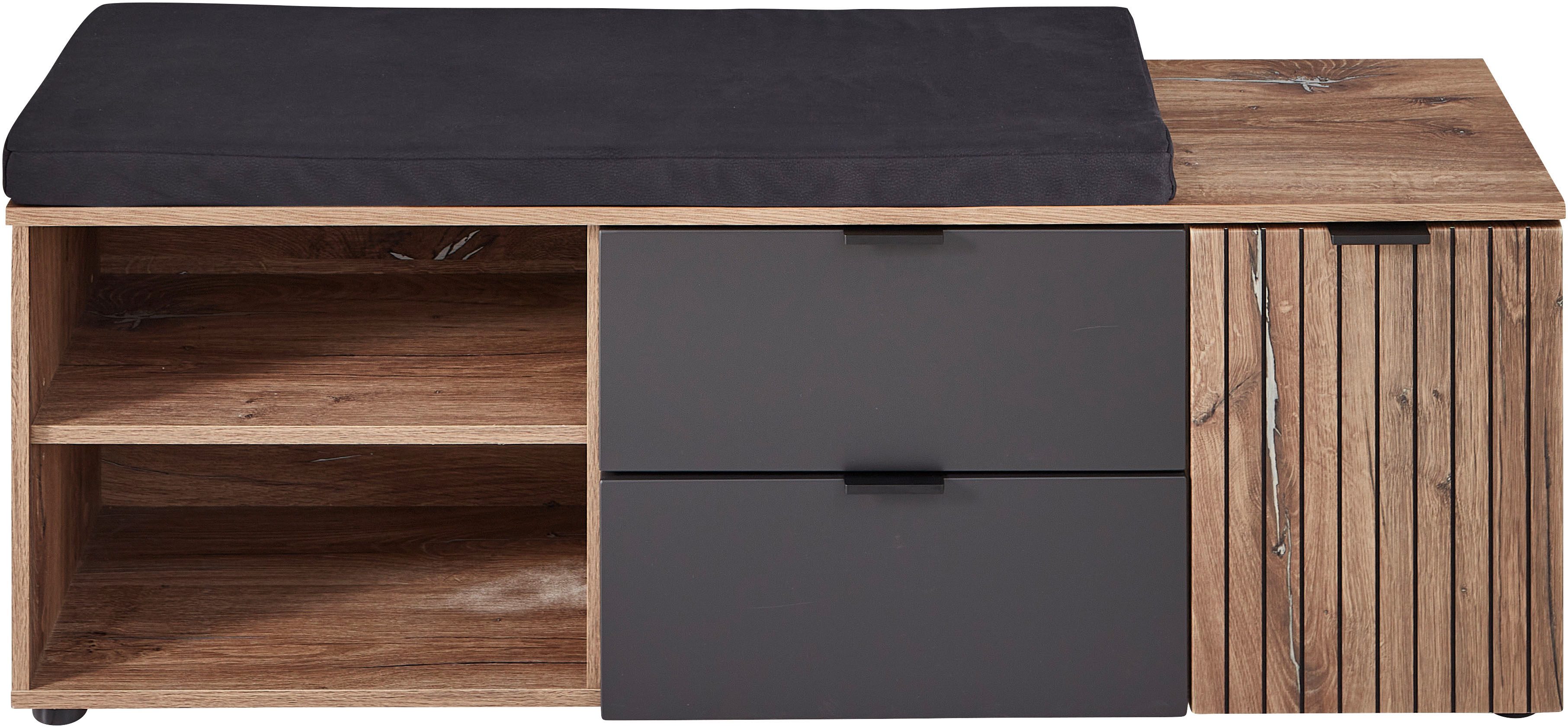 Innostyle Sitzbank Line Schuhbank inkl. Sitzkissen, 134x51x38cm (B/H/T) (1-St), 1 türig, 2 Schubkästen, Sitzkissen, Soft-Close, ABS-Schutzkanten