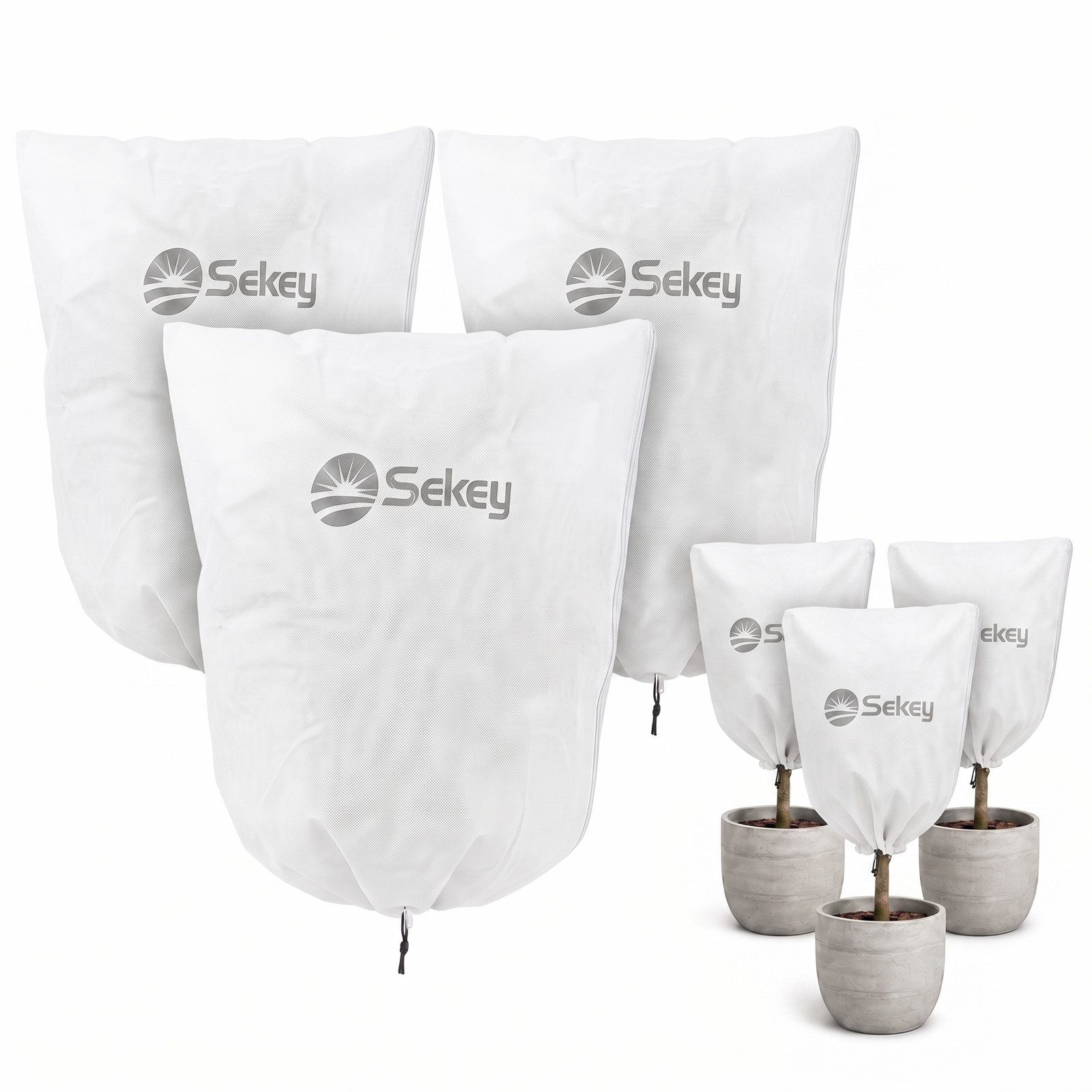 Sekey Winterschutzhaube Winterschutz Frostschutz für Kübelpflanzen mit Reißverschluss Zugband (3-St), 80x100cm, Für Kübelpflanzen und Sträucher – Garten, Balkon & Terrasse