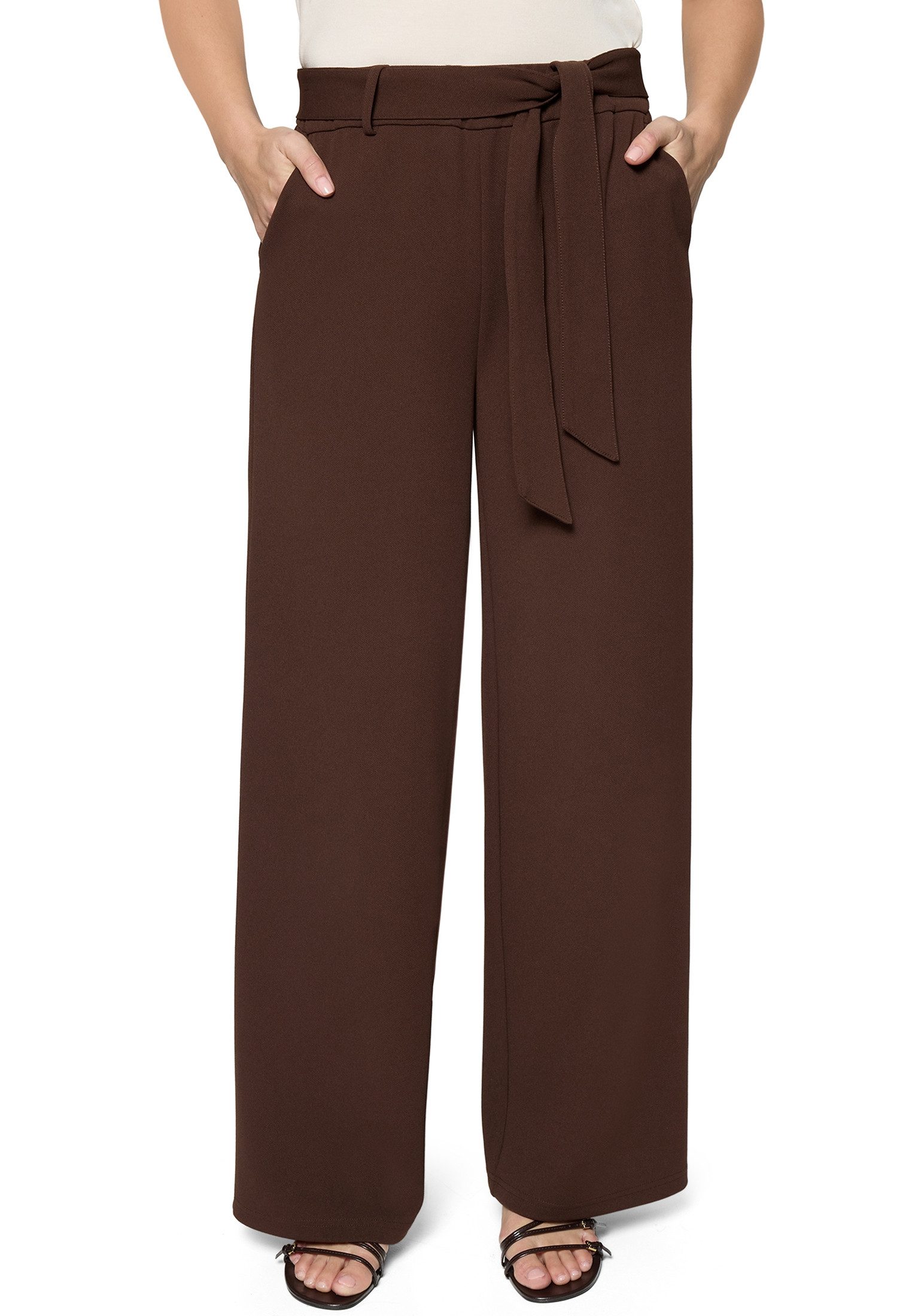 Zero Stoffhose Damen mit Stoffgürtel Gürtel