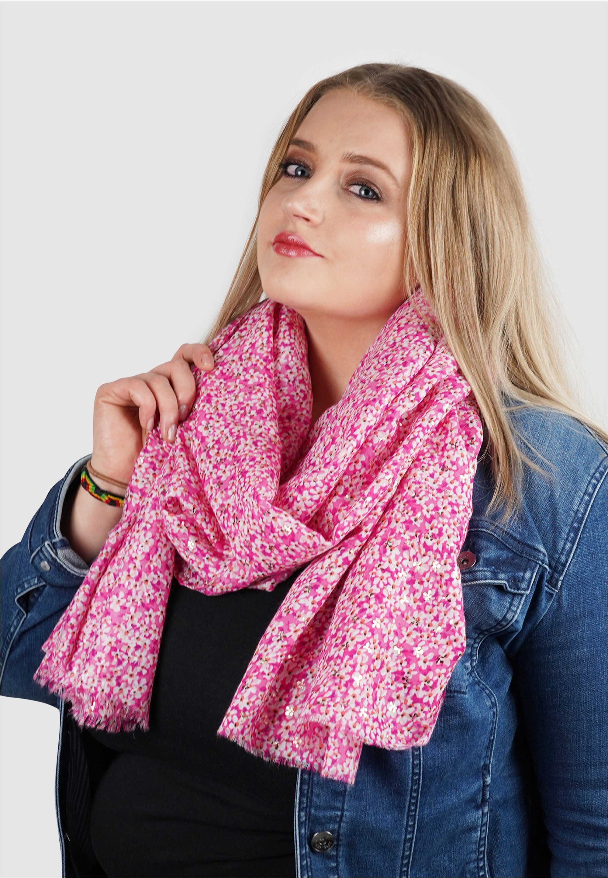 Harpa Modeschal PEPPER, mit floralem Allover-Print und Metallic-Effekt