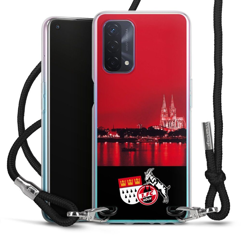 DeinDesign Handyhülle Skyline 1. FC Köln Offizielles Lizenzprodukt Skyline Köln Rot, Oppo A54 5G Handykette Hülle mit Band Case zum Umhängen
