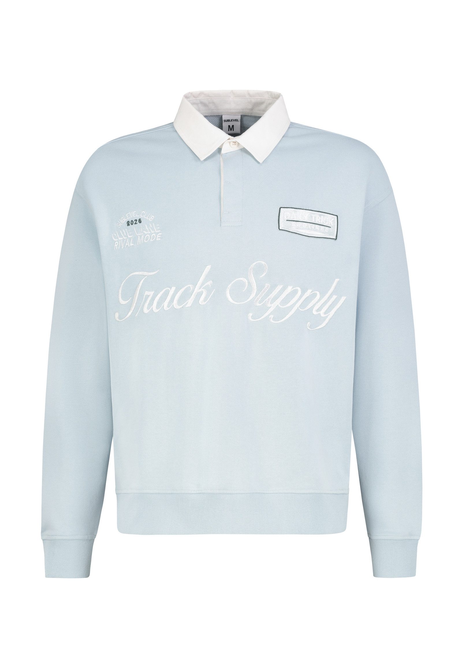 SUBLEVEL Sweatshirt Herren Pullover mit Polokragen Oversize Sweater mit Polokragen, bestickt