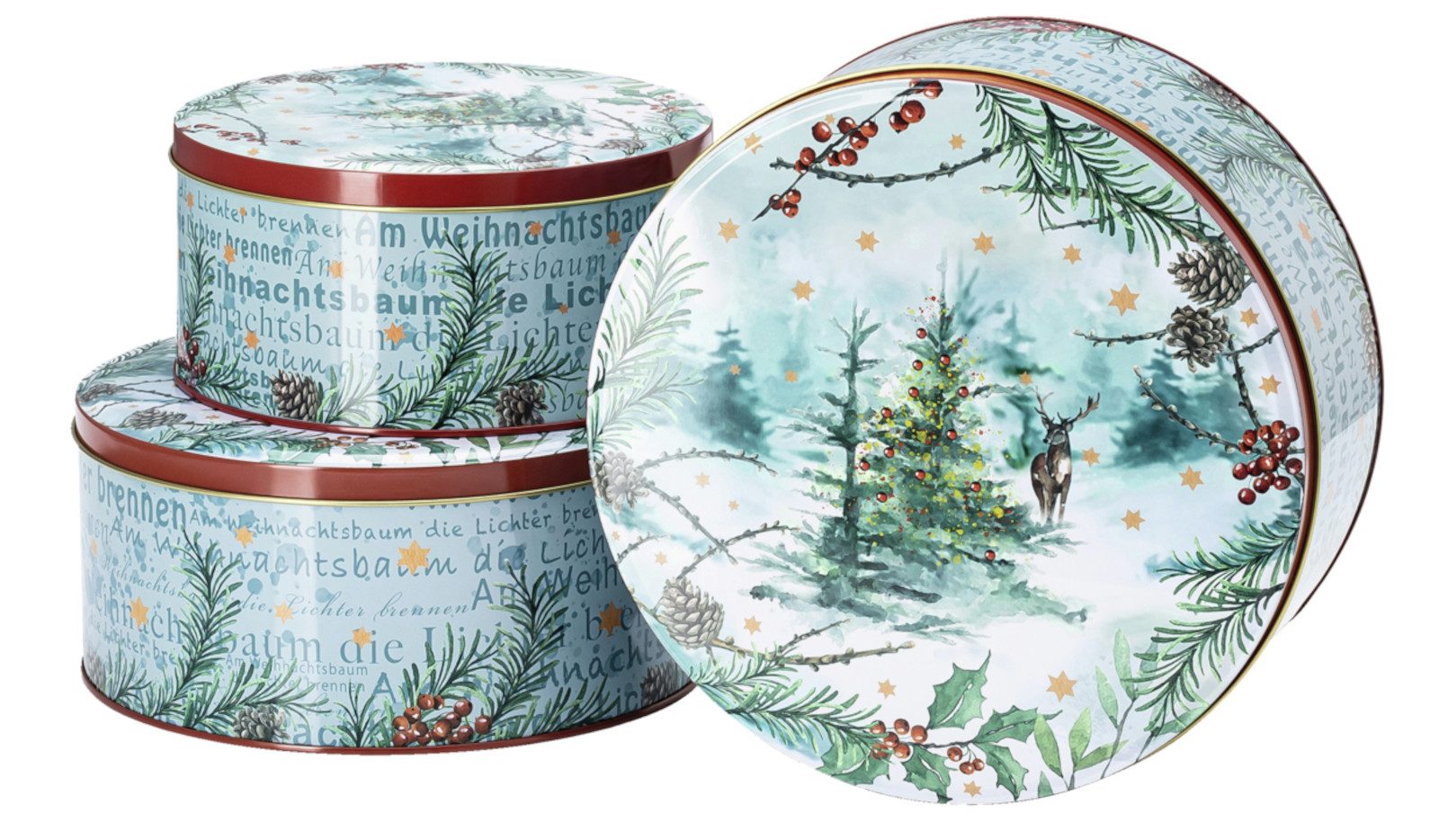 Hutschenreuther Keksdose Sammelserie 2023 Am Weihnachtsbaum Plätzchendosen Set3, Metall