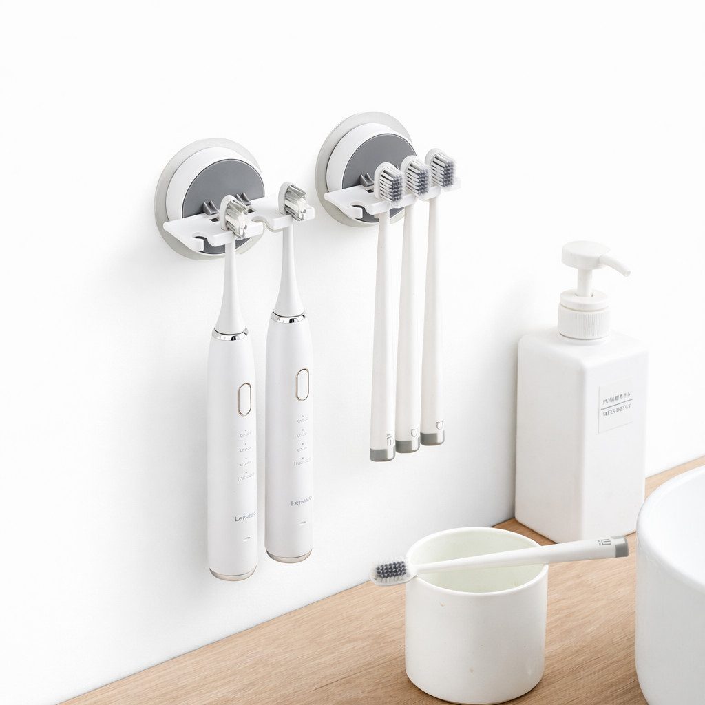 Creliv Zahnbürstenhalter Selbstklebend 2er Set – Wandhalter ohne Bohren, WC-Deckelheber GRATIS, (2-St)