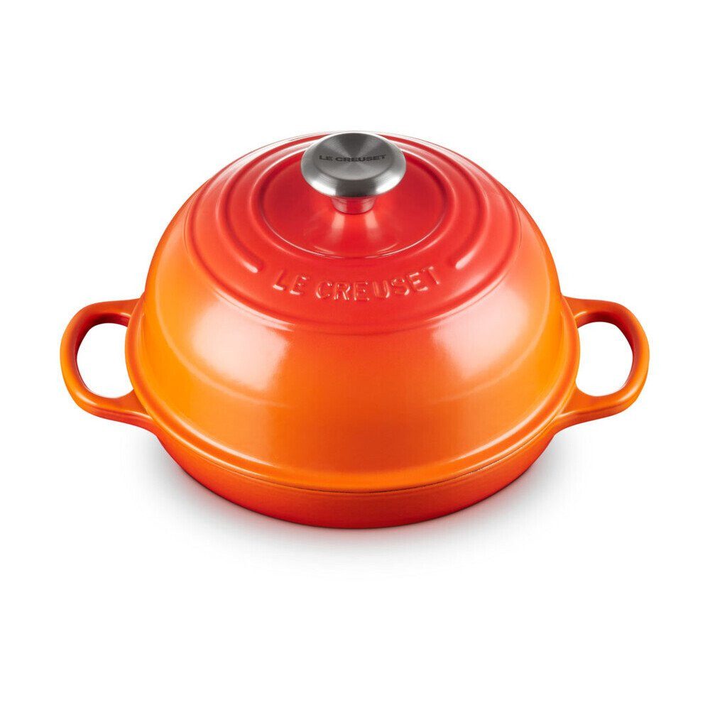 LE CREUSET Bräter Brot-Bräter 24 cm Signature Ofenrot, Emailliertes Gusseisen, Brottopf, Cocotte, zum Brotbacken & Schmoren, Ø24cm, Made in France
