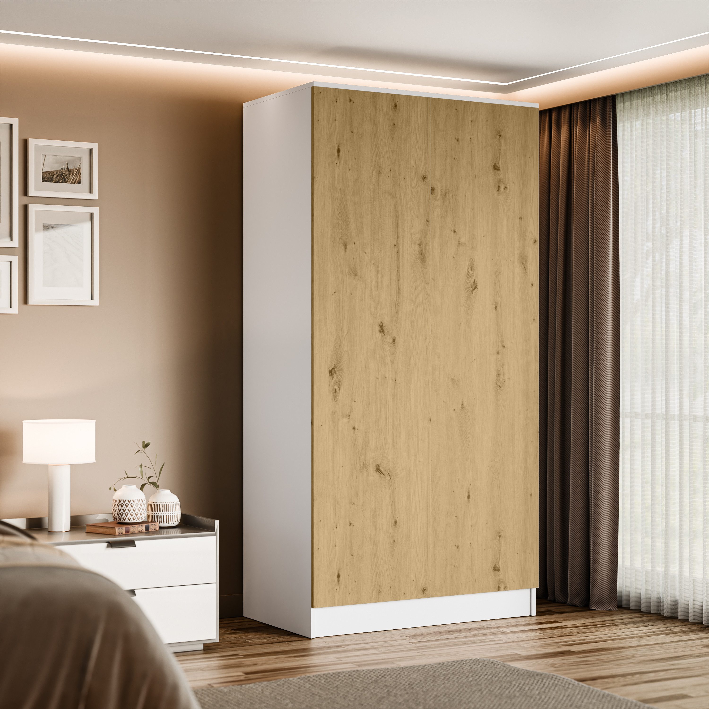 Beautysofa Kleiderschrank Zweitüriger mit Schiebetüren LOOK günstig online kaufen