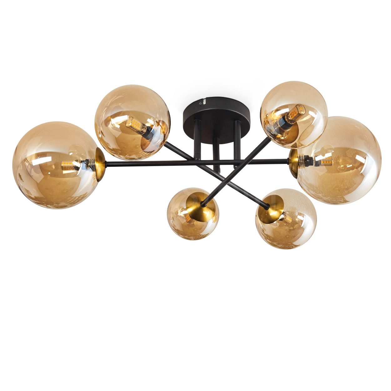 hofstein Deckenleuchte Deckenlampe aus Metall/Glas in günstig online kaufen