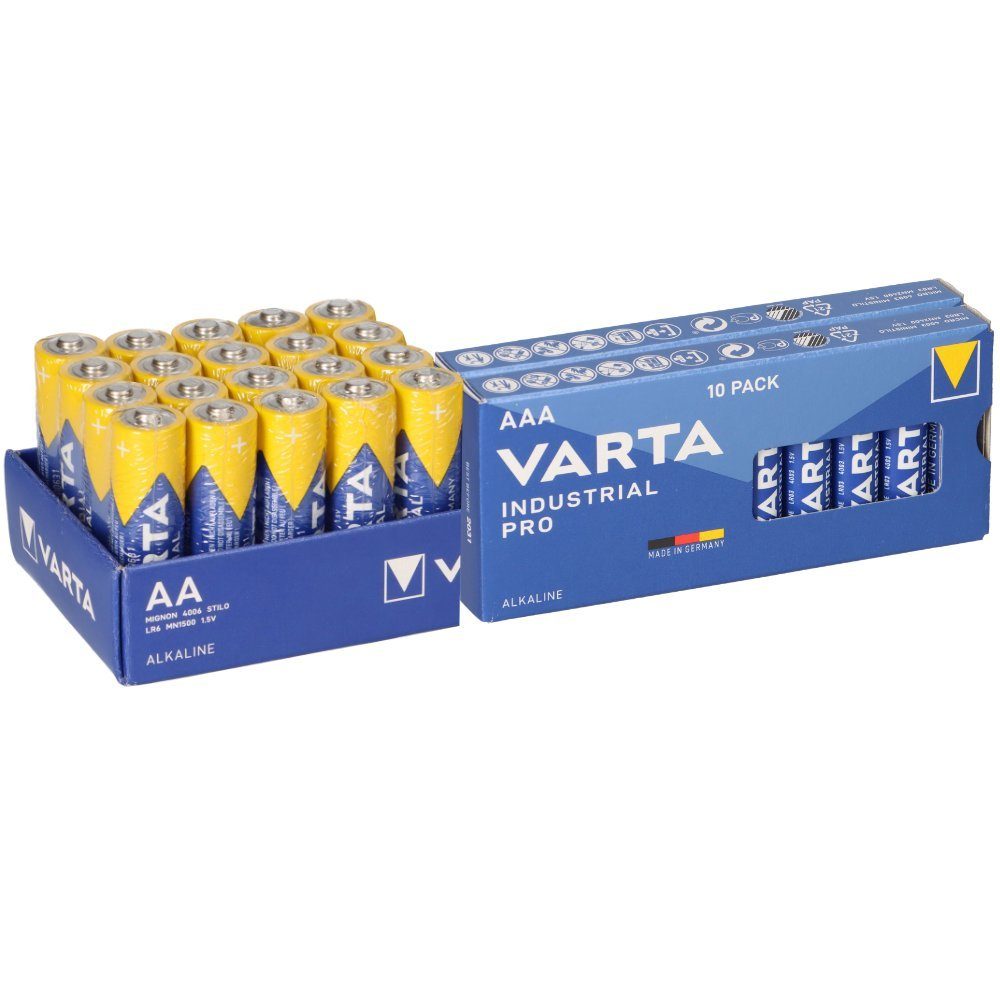 VARTA 40x Varta Batterie Industrial 20x AA LR06 +20x AAA LR3 Mignon Micro Batterie
