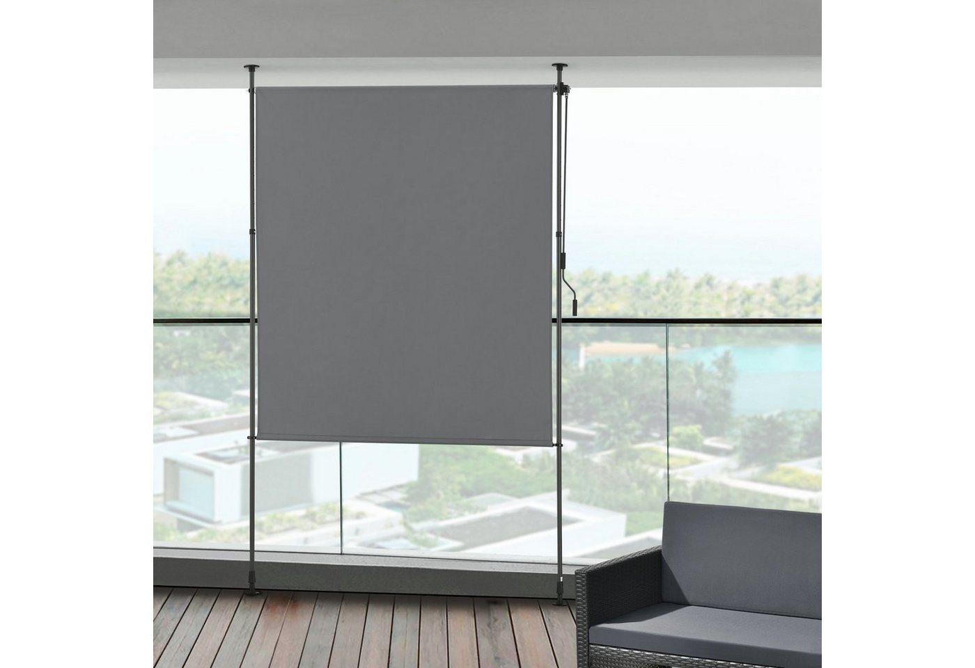 Thumbnail - pro.tec Senkrechtmarkise »Cimarra« Outdoor-Sichtschutz Dunkelgrau 200 x 270 cm