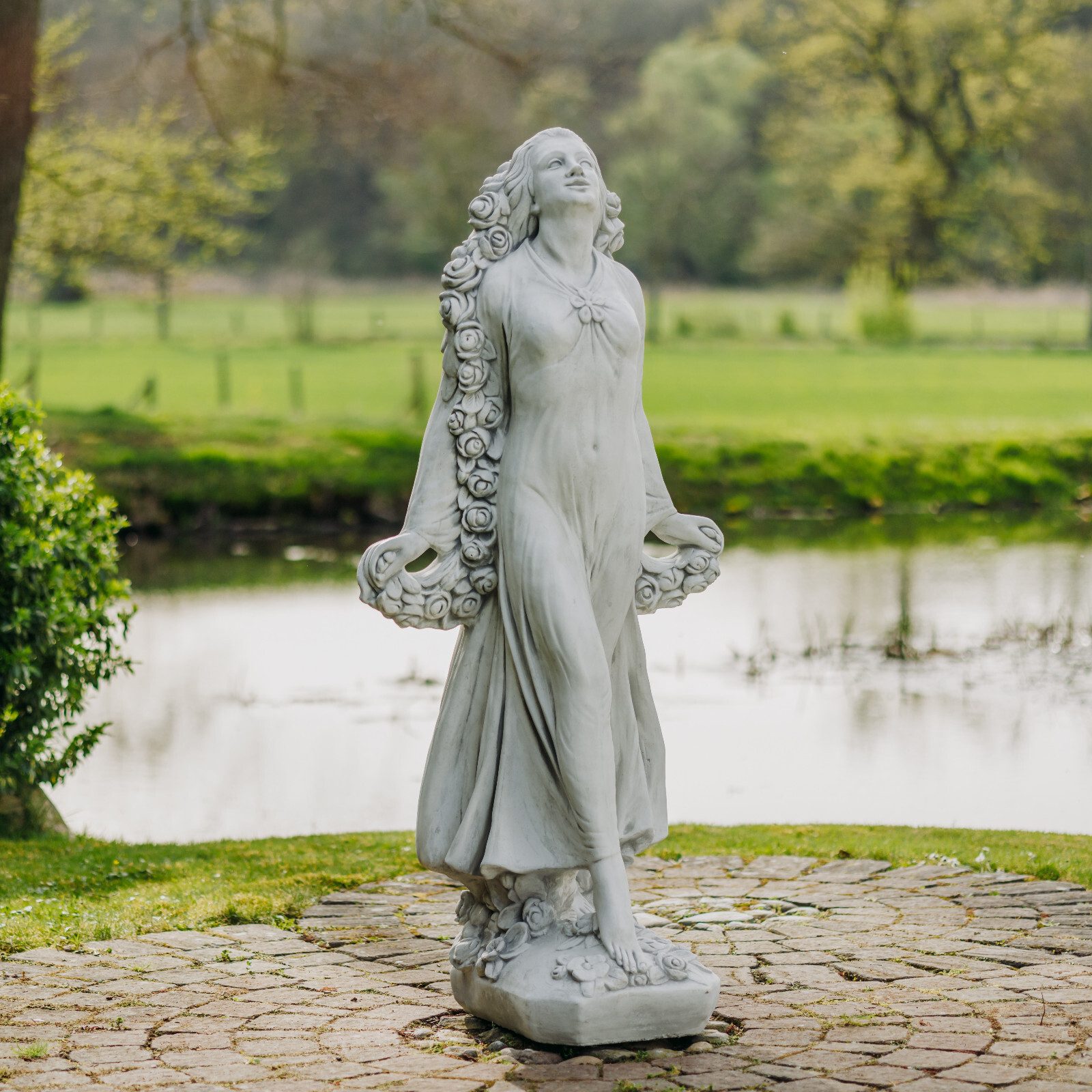 gartendekoparadies.de Gartenfigur Schutzpatronin der göttlichen Flora, Steinfigur, H. 163 cm, 255 kg, Frostsicher