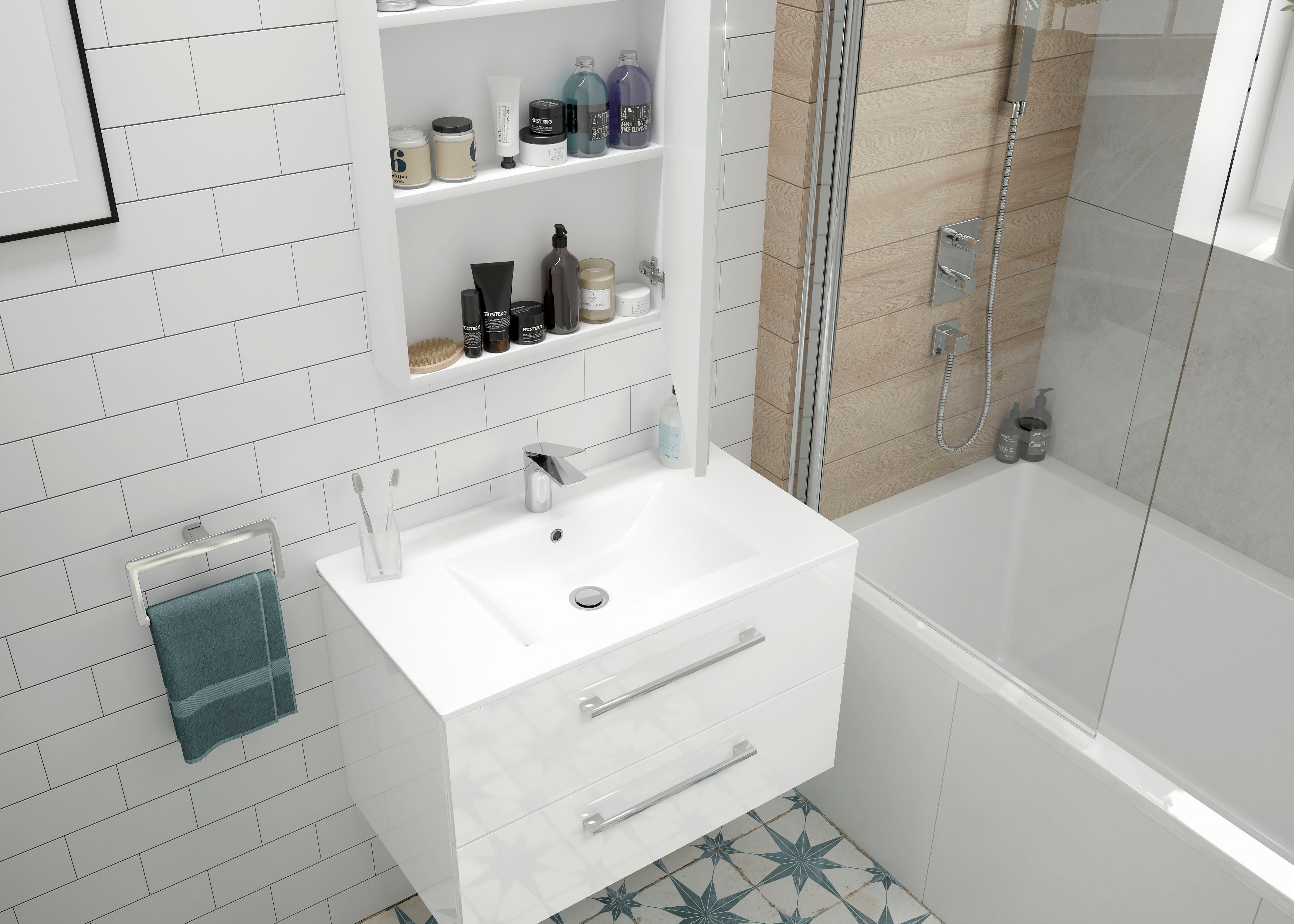 welltime Waschtisch Palermo (Set), Badmöbel inkl. Waschbecken, Breite 80 cm günstig online kaufen