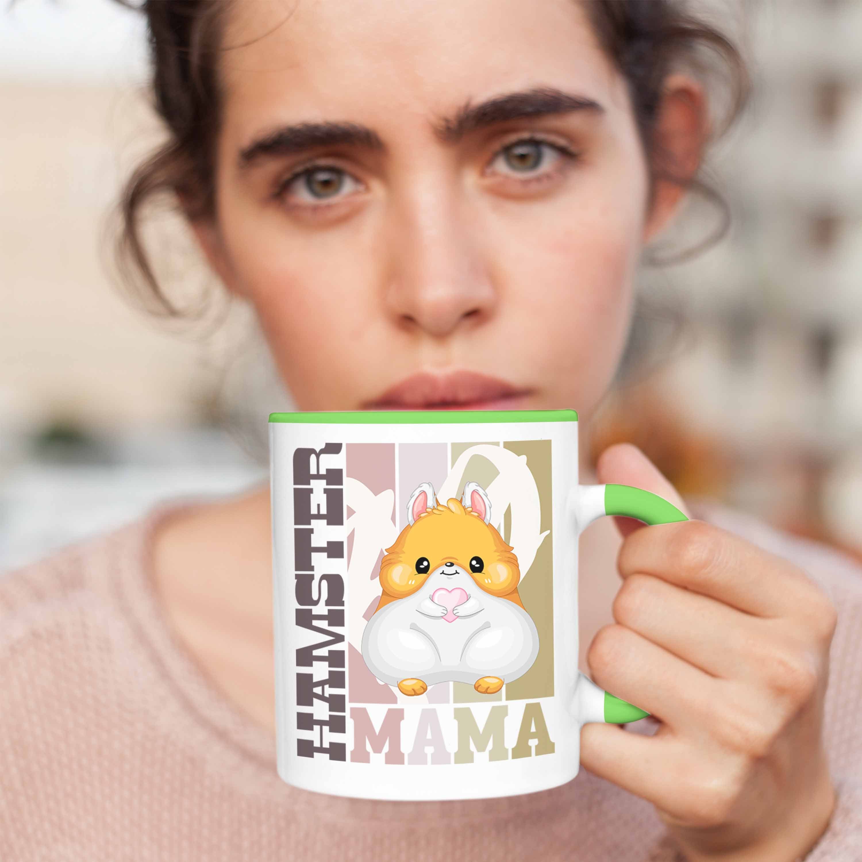 Trendation Tasse Trendation - Mama Tasse für Hamster Geschenk Spruch Grün Hamster Besitzerin