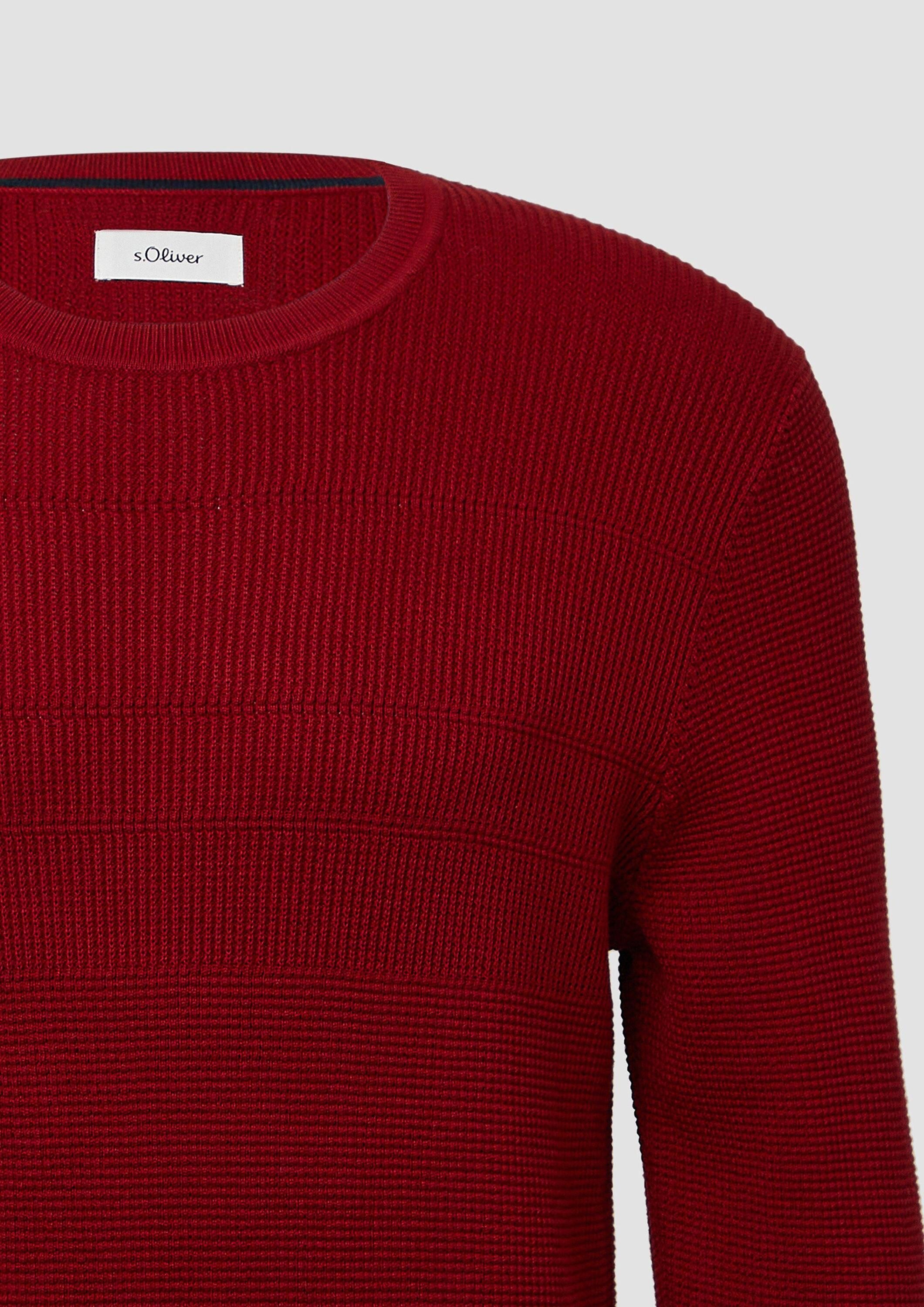 s.Oliver Longpullover Strickpullover Strukturmix-Pullover aus reiner Baumwolle