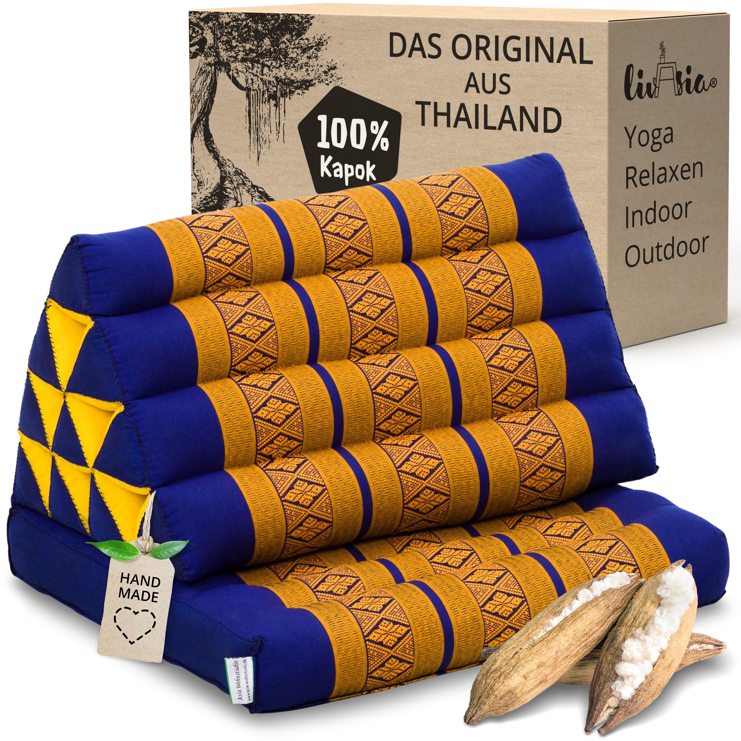 livasia Sitzsack Thaikissen 1 Auflage, vegan und handgefertigt, 75x50x8cm, Kapok