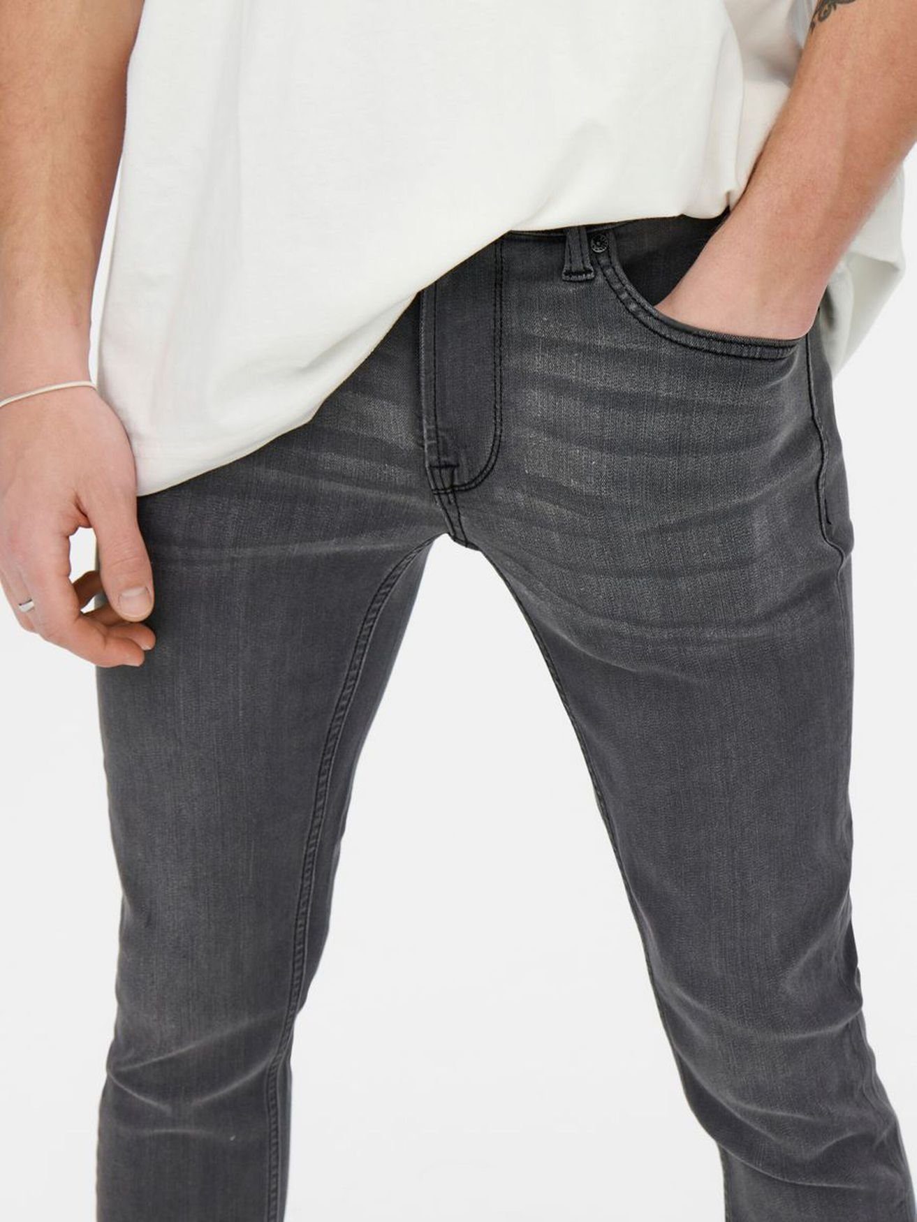 (1-tlg) ONSWARP Denim 3964 Slim-fit-Jeans & Trousers Skinny Hose in Jeans Grau Pants Fit SONS ONLY Stretch Tapered