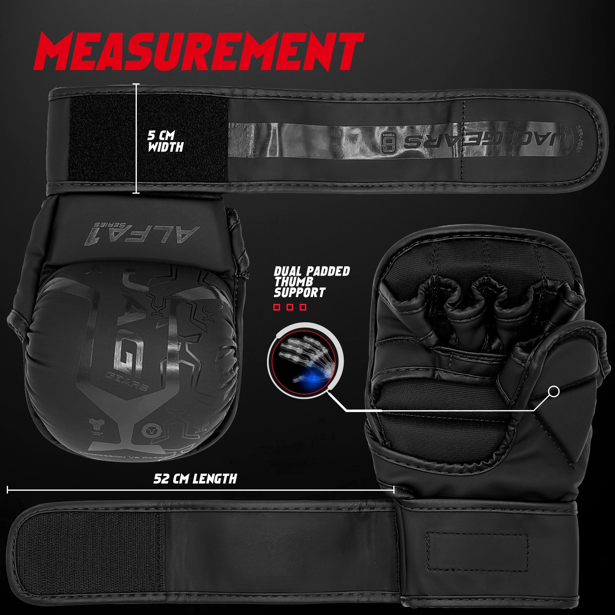 JAG GEARS Boxhandschuhe MMA-Sparringhandschuhe Grappling-Handschuhe Boxtraining und Kampfsport (Set, 1x pair), Open-Palm Design mit High-Density Polsterung & Knöchelschutz
