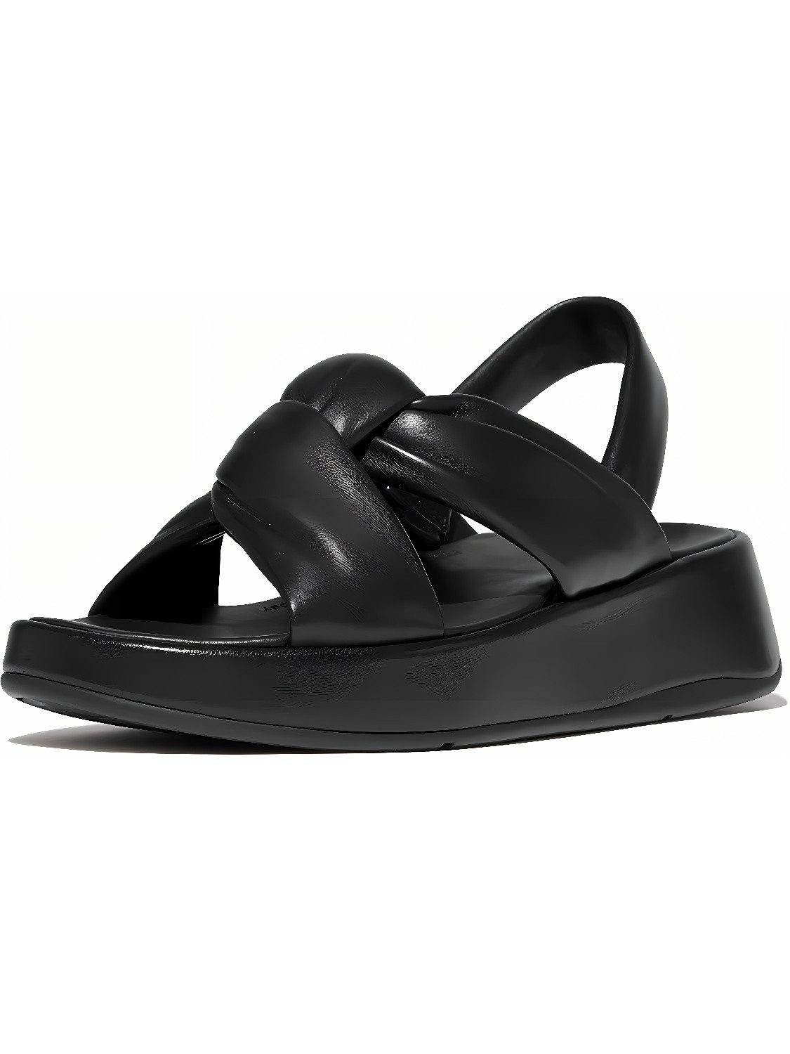 F-Mode Knot Soft-Leather Flatform B/Strap Sandals Sandale
