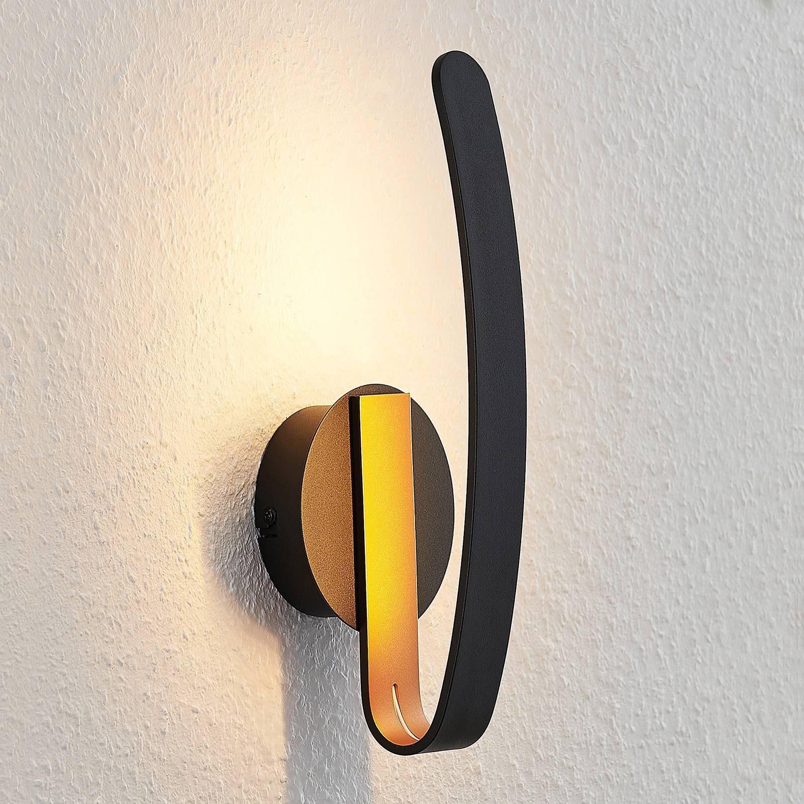 verbaut, LED LED-Leuchtmittel warmweiß, 1 Dzemail, gold, Wandleuchte Aluminium, Modern, Arcchio Eisen, inkl. fest Schwarz, flammig,