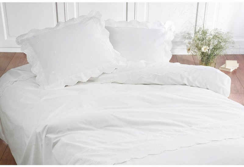 Bettwäsche Savoy in Gr. 135x200, 155x220 oder 200x200 cm, damai, Perkal, 3 teilig, aus Baumwolle, Bettwäsche mit Stickerei, Bettwäsche mit Reißverschluss