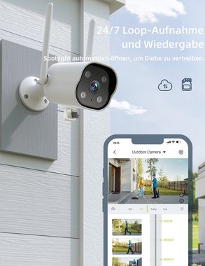 GNCC Aussen WLAN Überwachungskamera (2K, Bewegungserkennung, Zwei-Wege-Audio, Alexa)