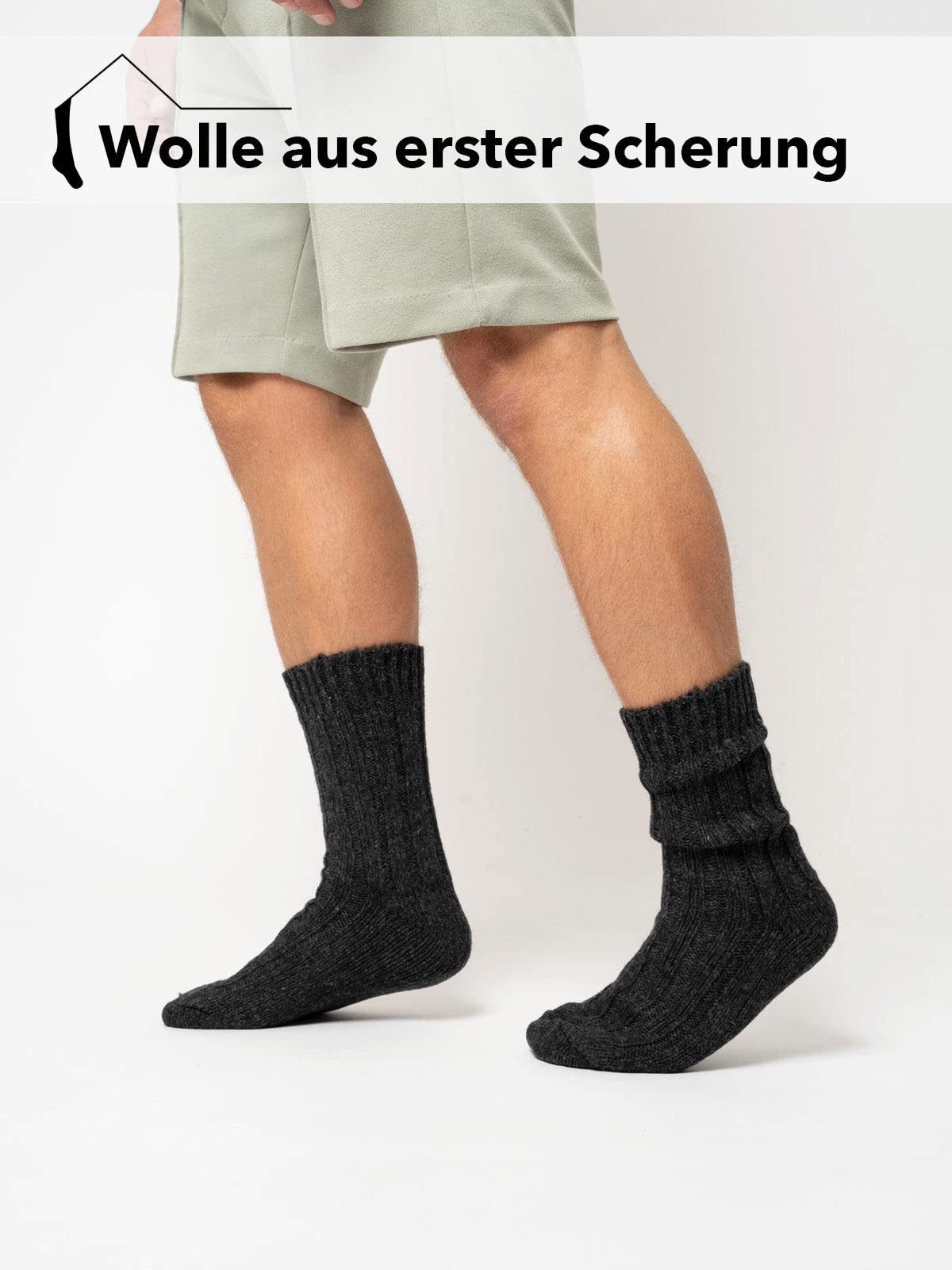HomeOfSocks Socken 100% Wolle Schurwoll Socken Natur Warm 2er Pack Dicke und warme Wollsocken mit 100% Wollanteil