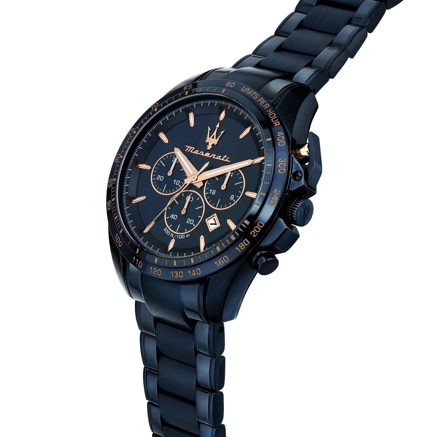 Maserati Time MASERATI Blau/Roségoldfarben Chronograph Quarzuhr Traguardo