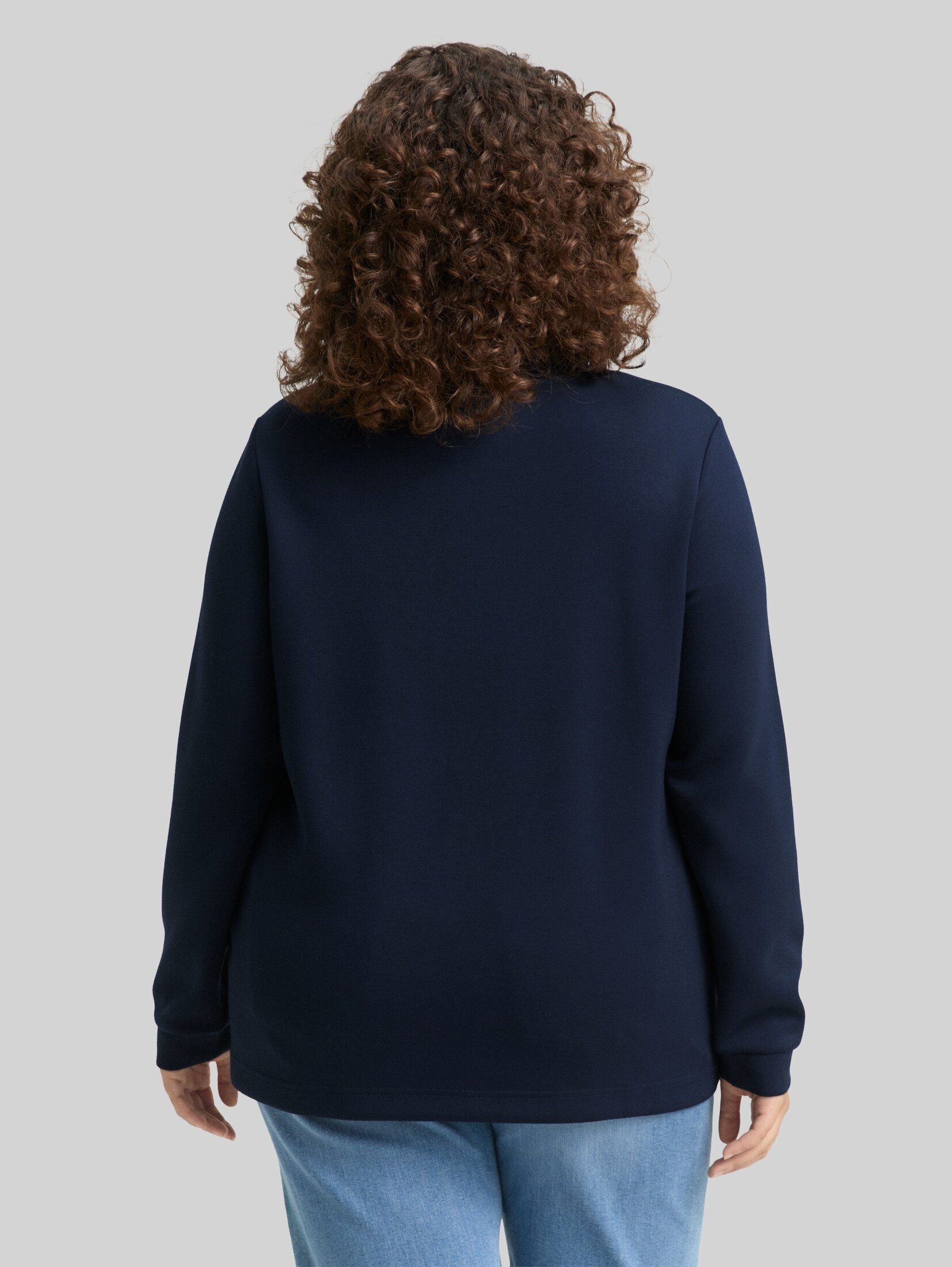 TOM TAILOR PLUS Sweatshirt Strick & Sweatshirts Plus Size - Scuba Sweatshirt mit Stehkragen