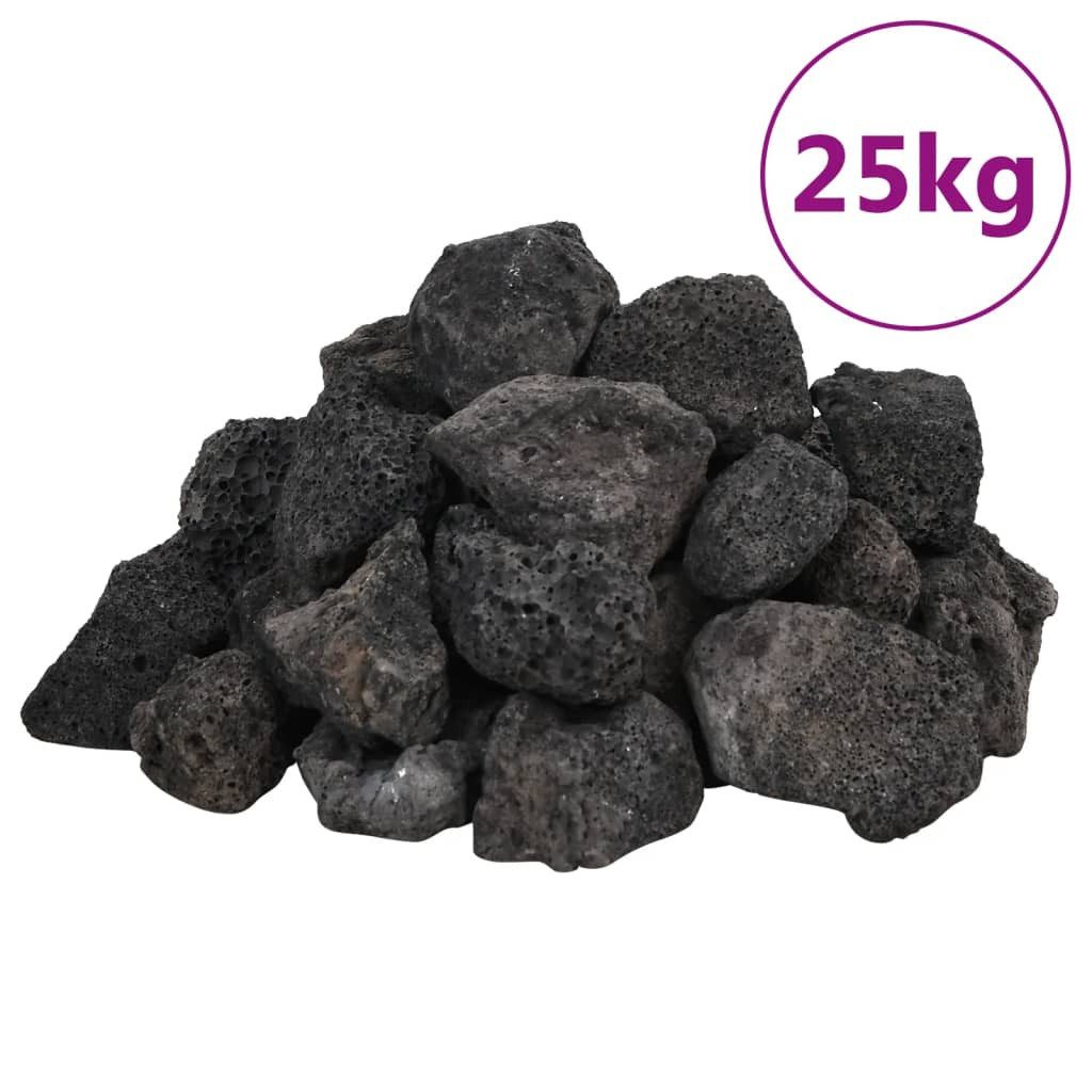 vidaXL Lavasteine, Lavagranulat 25 kg Schwarz 3-5 cm