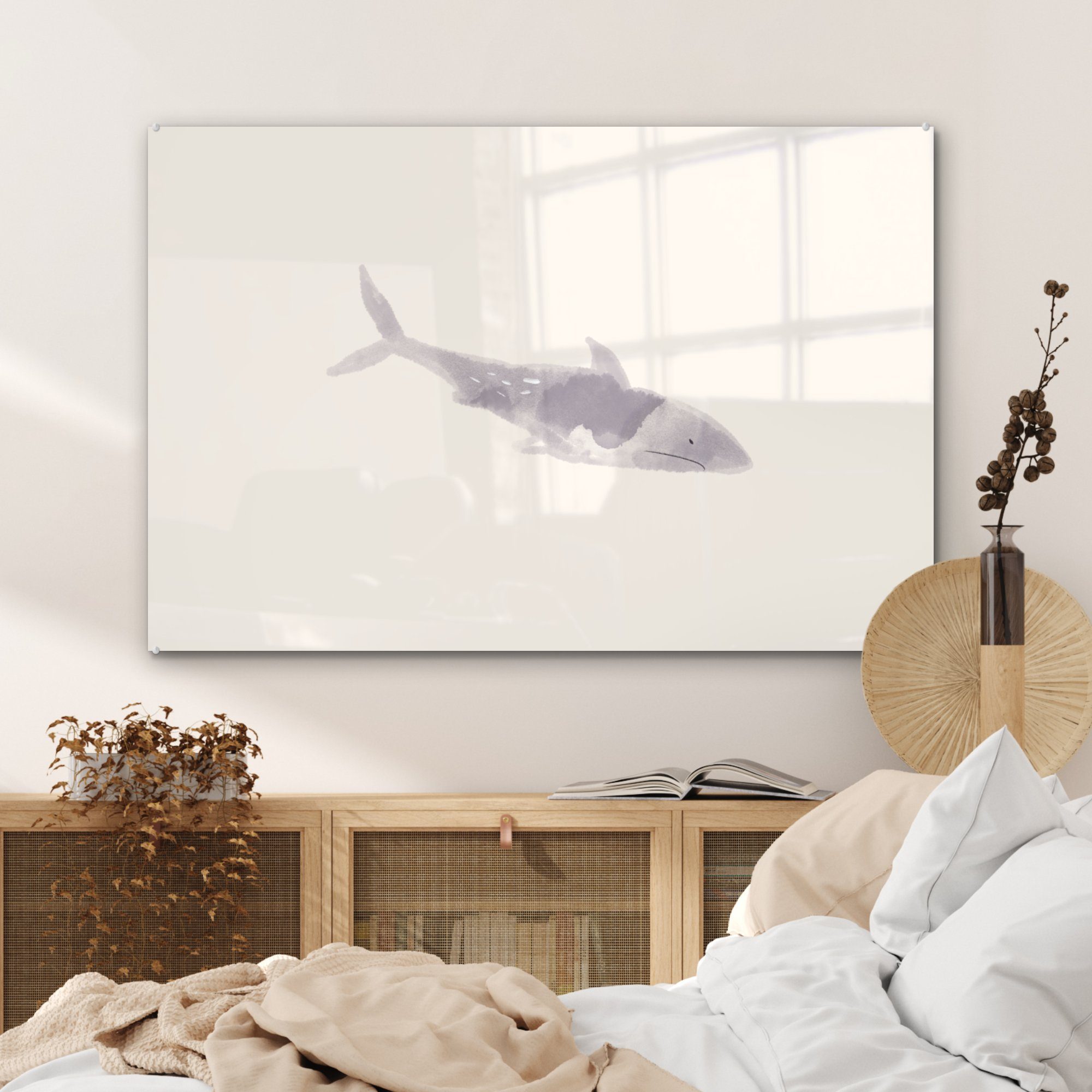 MuchoWow Acrylglasbild Aquarell, - (1 St), & Meer Wohnzimmer Schlafzimmer Acrylglasbilder - Fisch