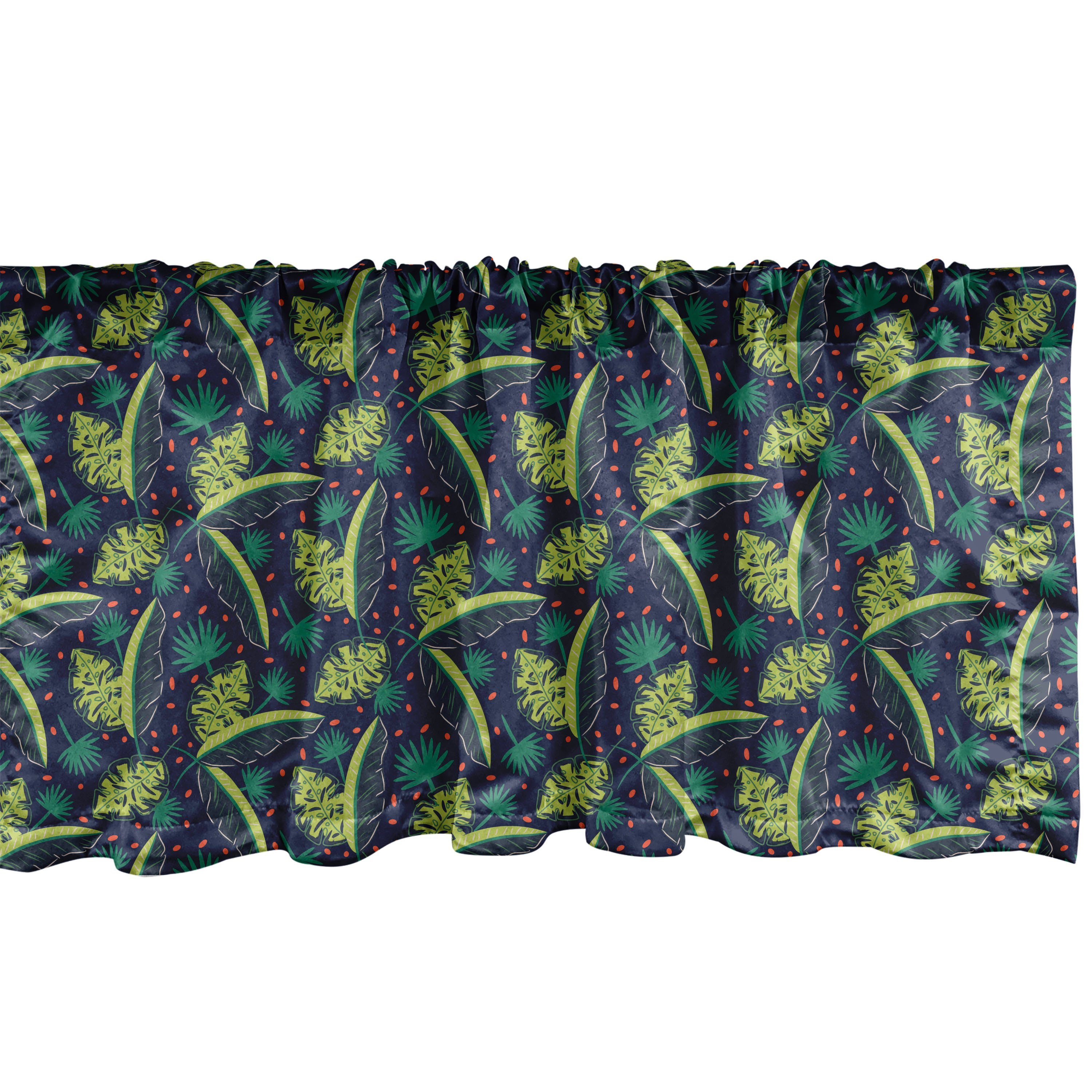 Scheibengardine Vorhang Volant für Küche Stangentasche, mit Schlafzimmer Dekor Verschiedene Abakuhaus, Leaves Wald Exotisch Microfaser