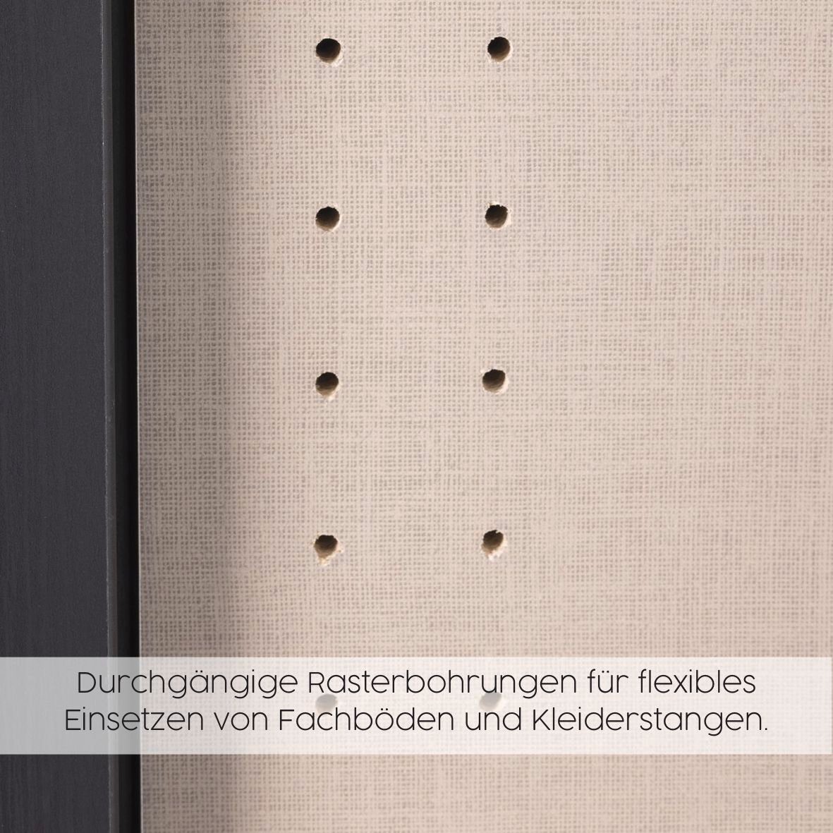 rauch Drehtürenschrank Ticao mit die in können variabel Graumetallic/Atlantic dunkel Oak Höhe positioniert der Schubkästen, werden