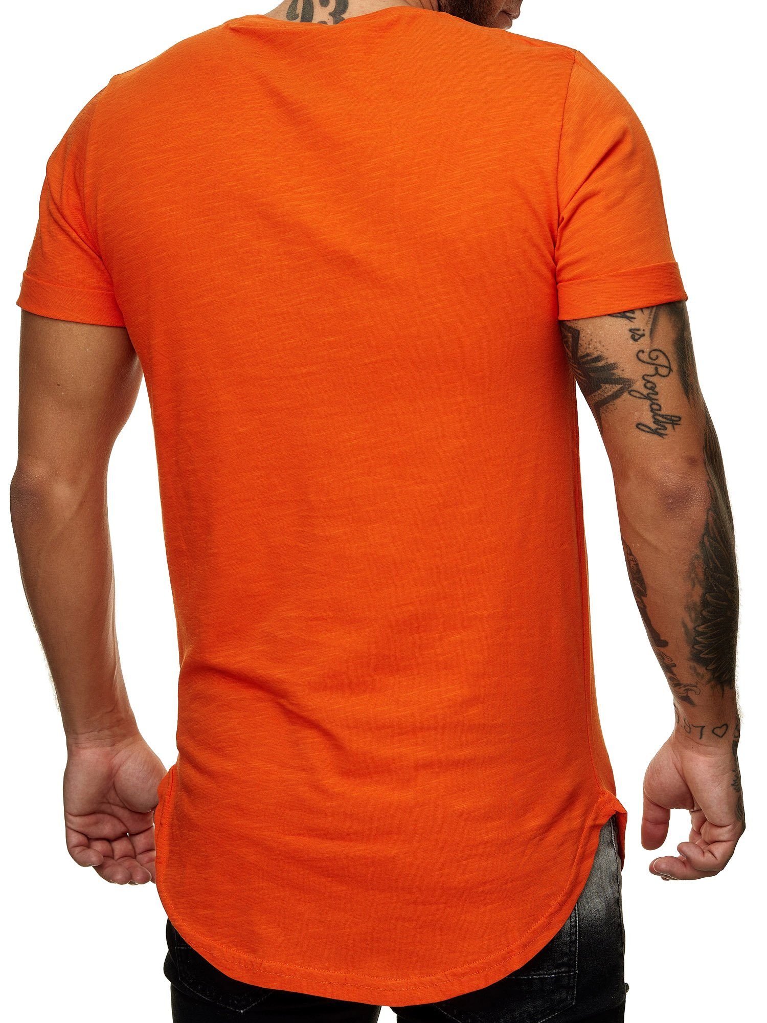 Casual T-Shirt Fitness (Shirt Freizeit Kurzarmshirt Tee, Polo Orange TS-3659 1-tlg) OneRedox