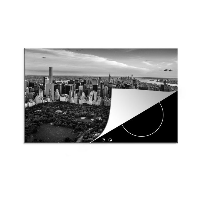MuchoWow Herdblende-/Abdeckplatte New York - Central Park - USA - Schwarz - Weiß Vinyl (1 tlg) induktionskochfeld Schutz für die küche Ceranfeldabdeckung
